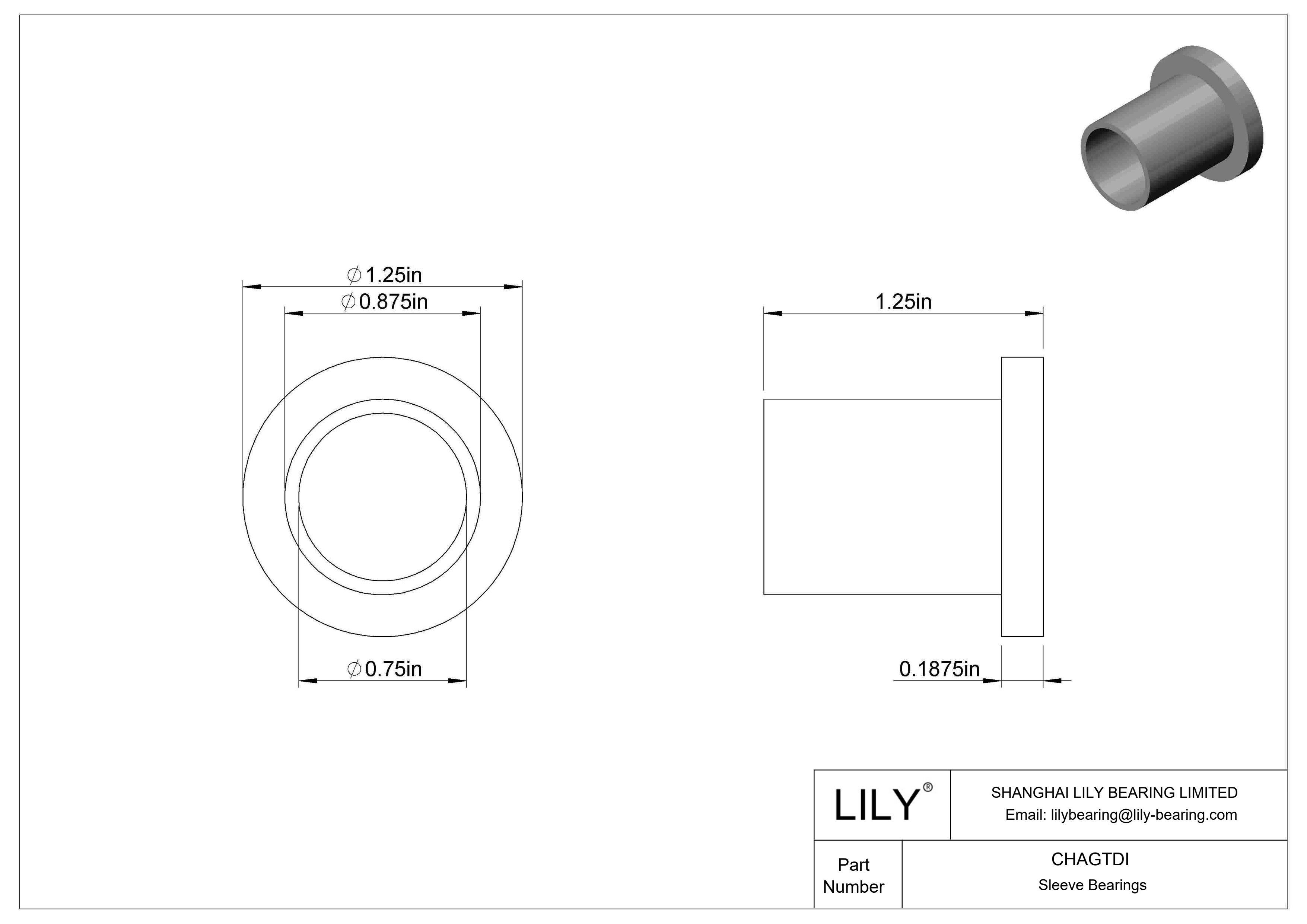 CHAGTDI 超低摩擦干运转法兰滑动轴承 cad drawing