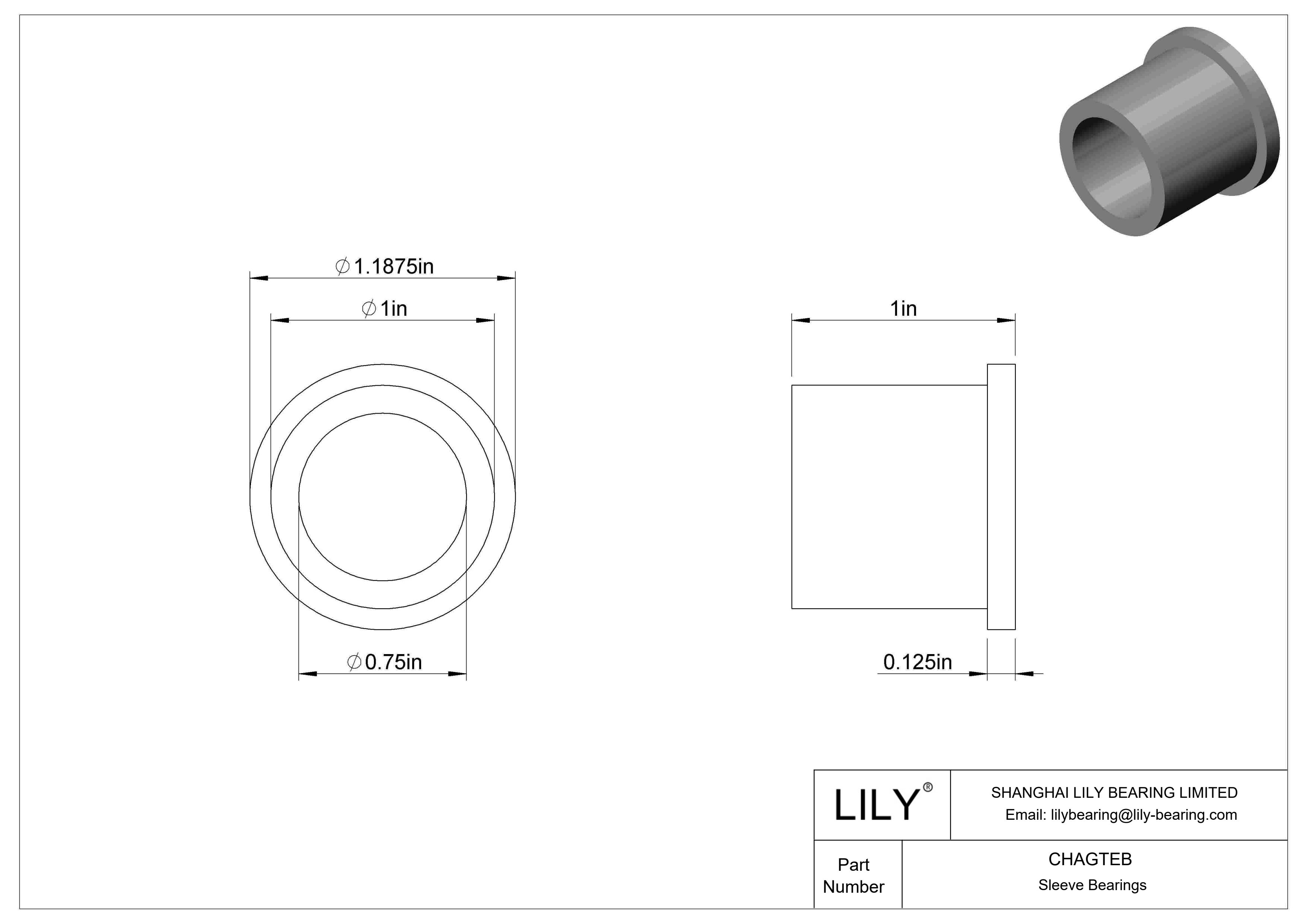 CHAGTEB 超低摩擦干运转法兰滑动轴承 cad drawing