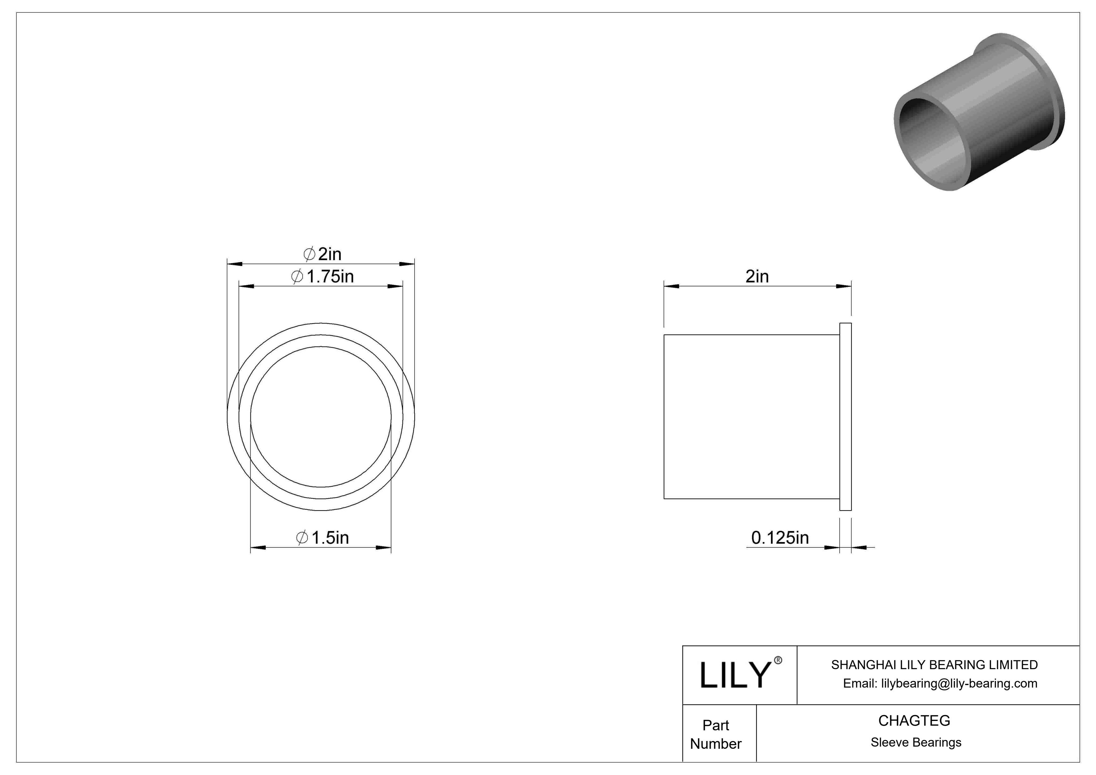 CHAGTEG 超低摩擦干运转法兰滑动轴承 cad drawing