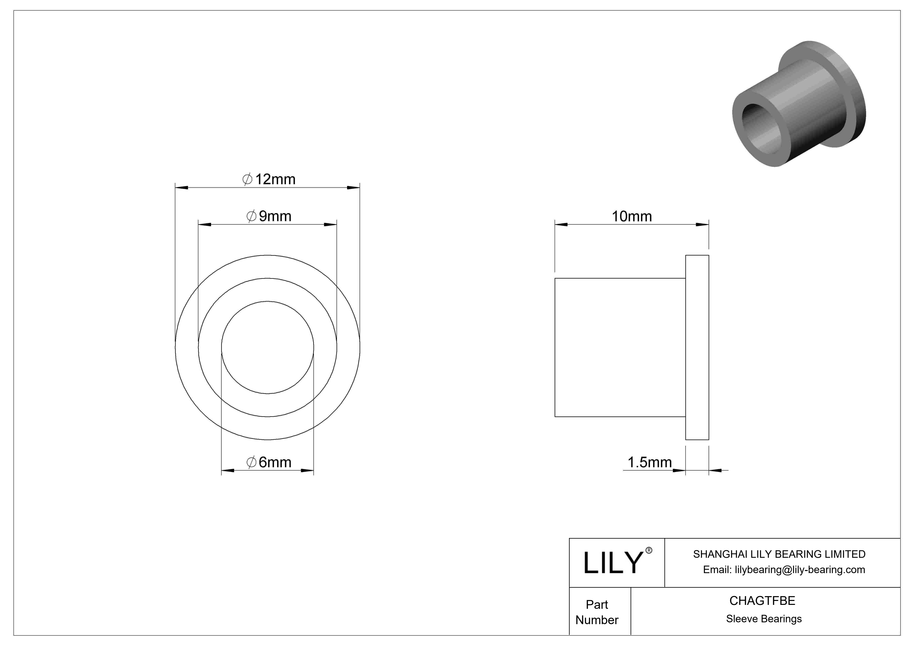 CHAGTFBE Rodamientos de manguito con brida de funcionamiento en seco y baja fricción cad drawing