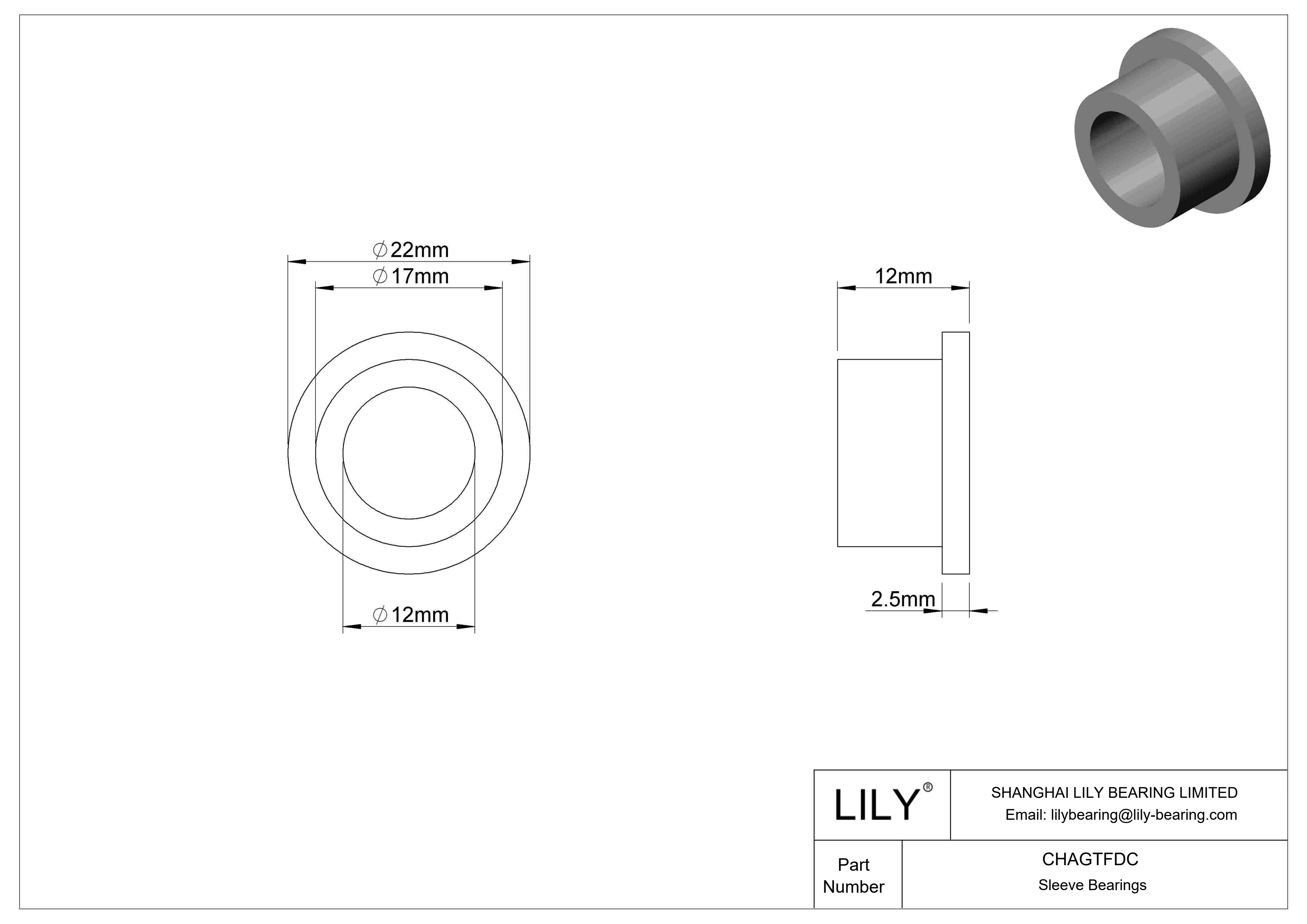 CHAGTFDC 超低摩擦干运转法兰滑动轴承 cad drawing