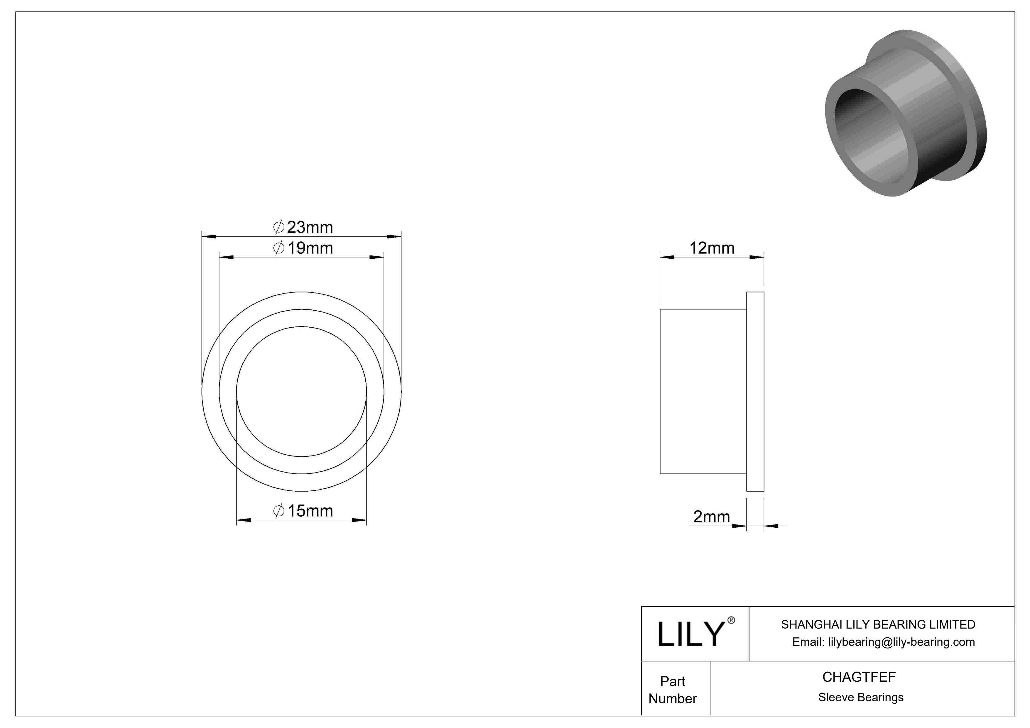 CHAGTFEF Rodamientos de manguito con brida de funcionamiento en seco y baja fricción cad drawing