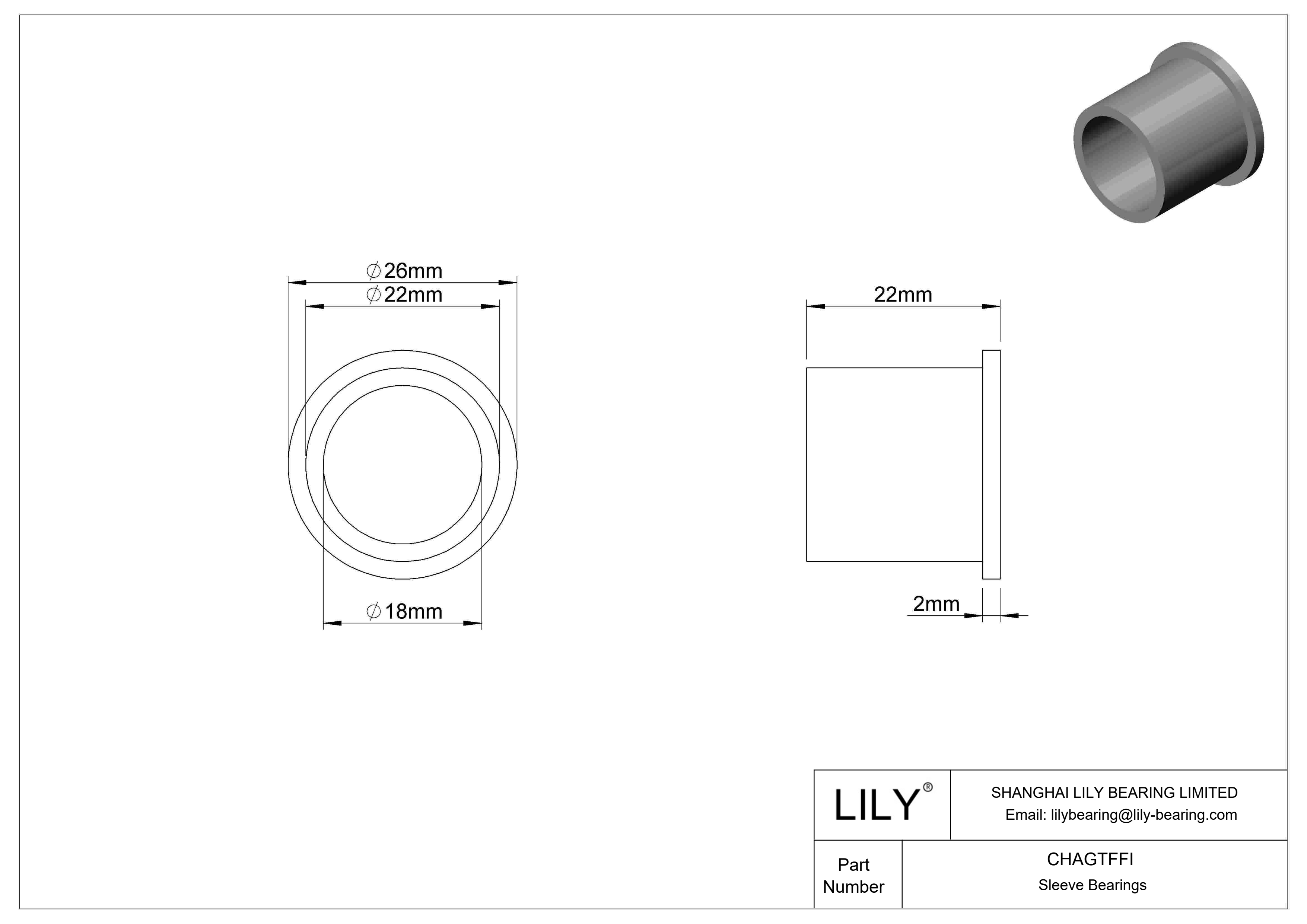 CHAGTFFI Rodamientos de manguito con brida de funcionamiento en seco y baja fricción cad drawing