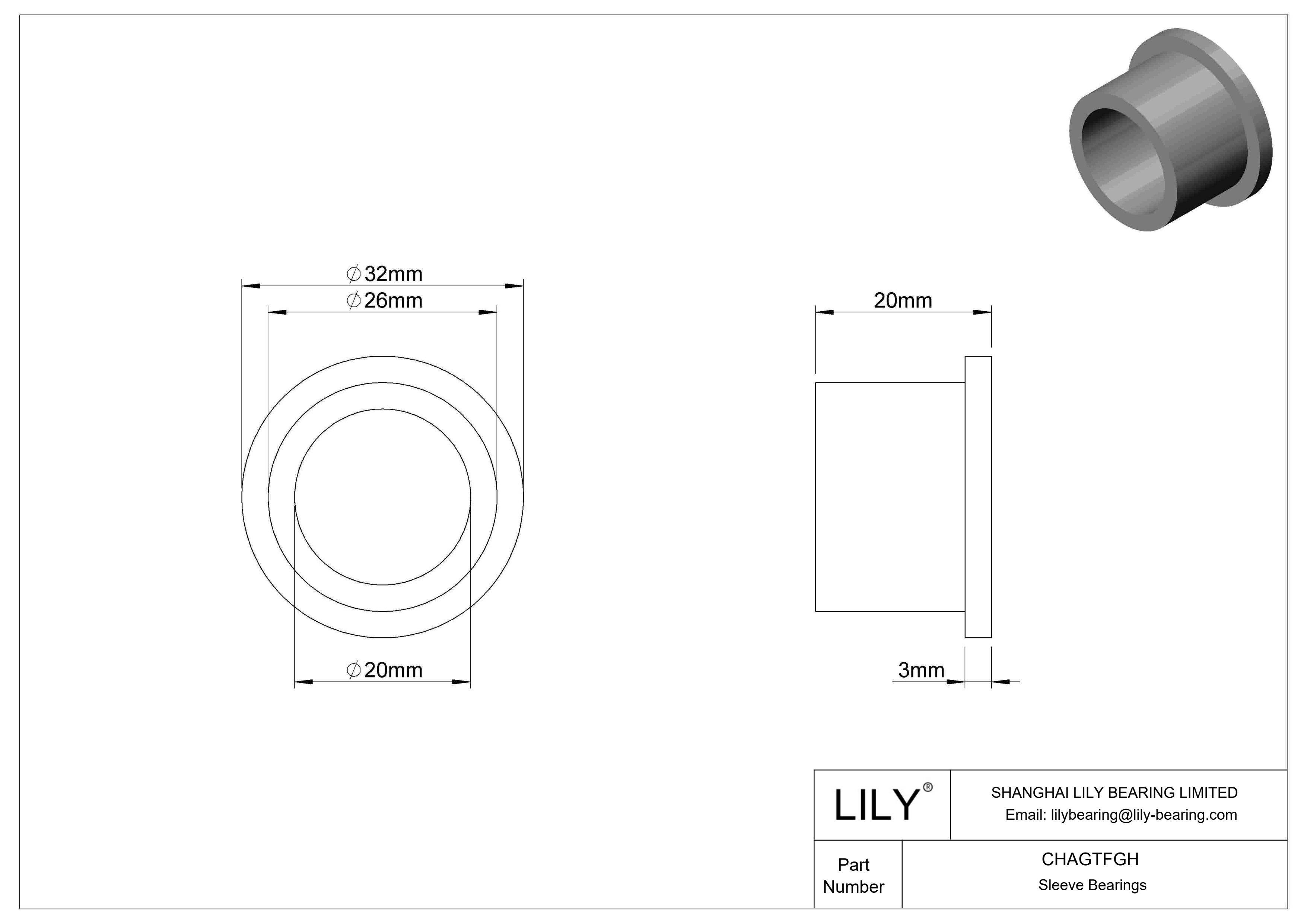 CHAGTFGH Rodamientos de manguito con brida de funcionamiento en seco y baja fricción cad drawing