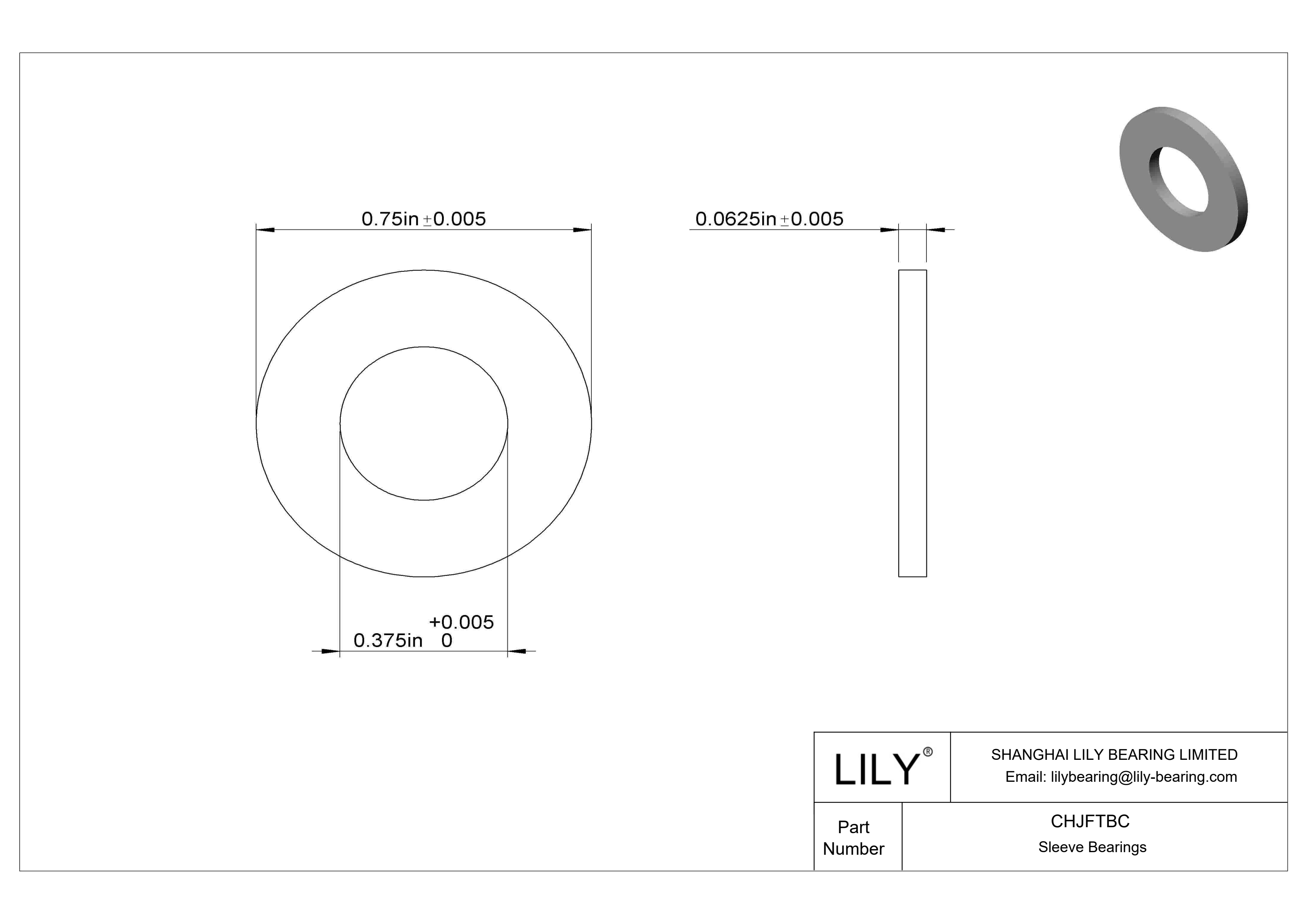 CHJFTBC 轻载干运行推力轴承 cad drawing