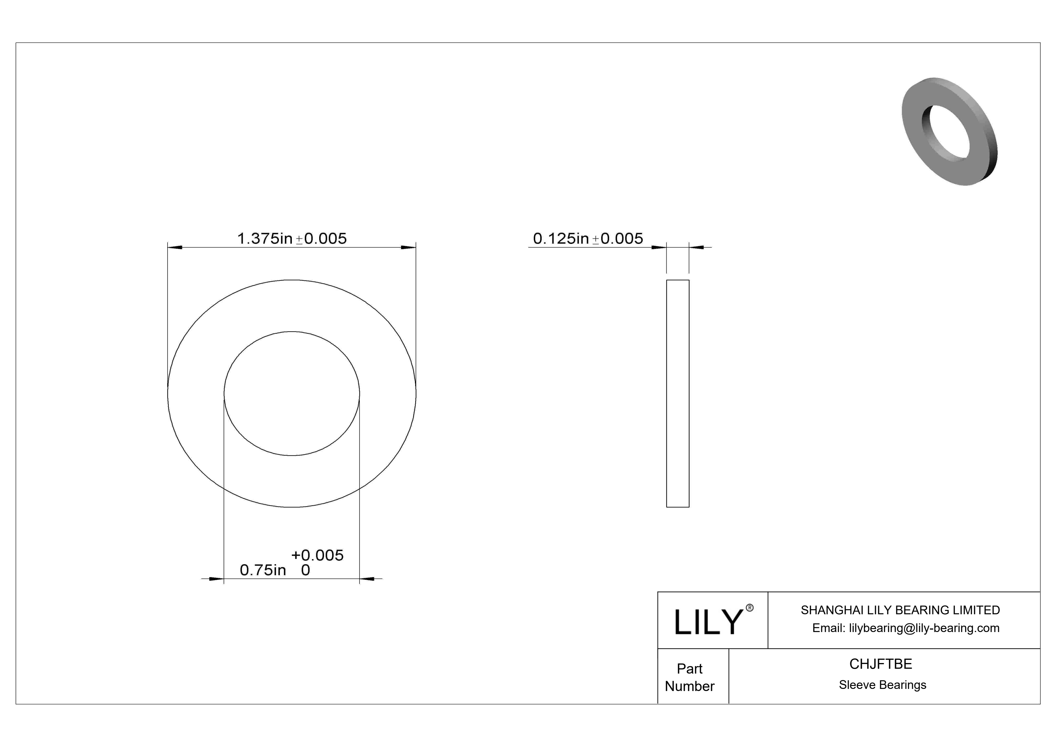 CHJFTBE 轻载干运行推力轴承 cad drawing