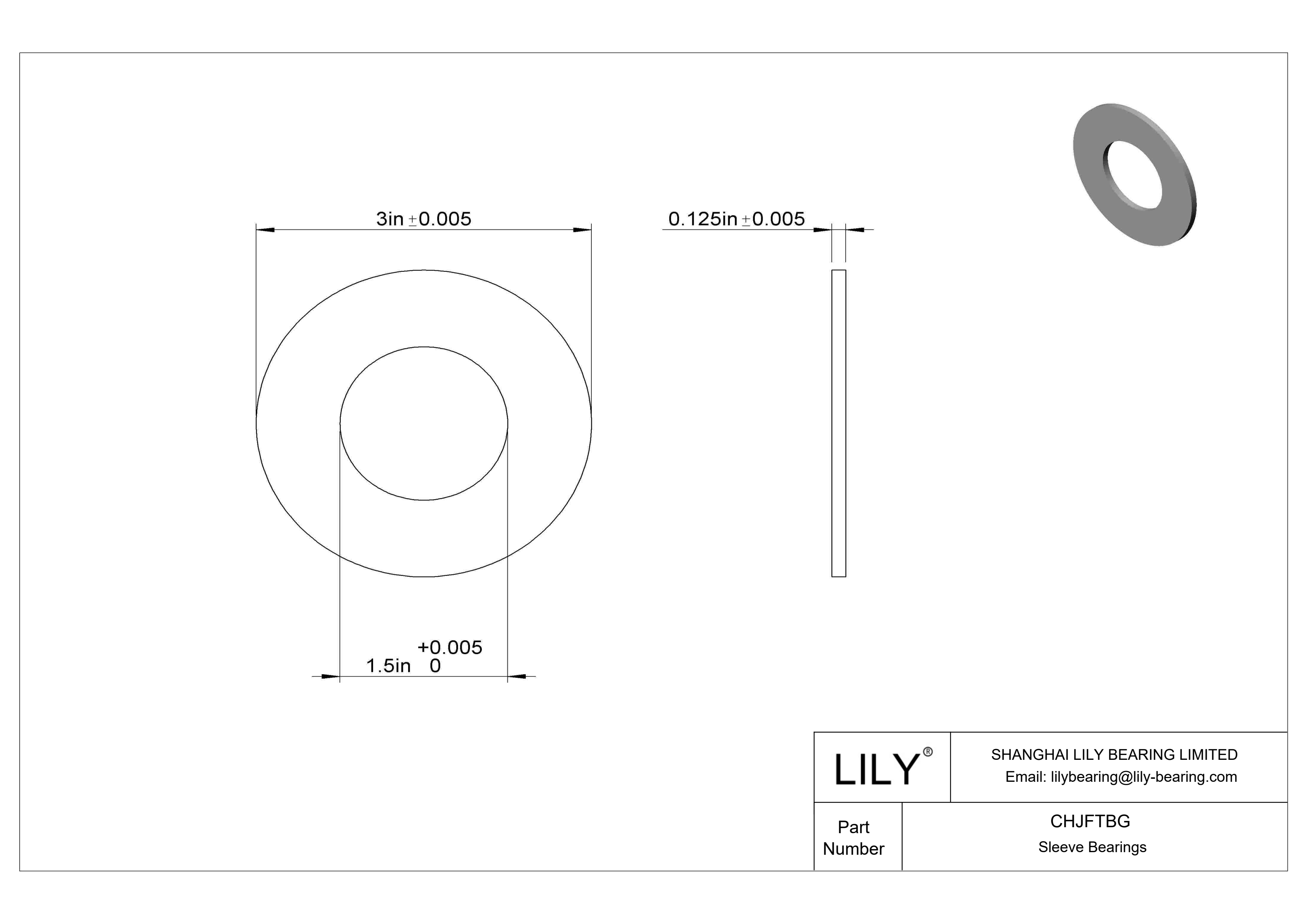 CHJFTBG 轻载干运行推力轴承 cad drawing