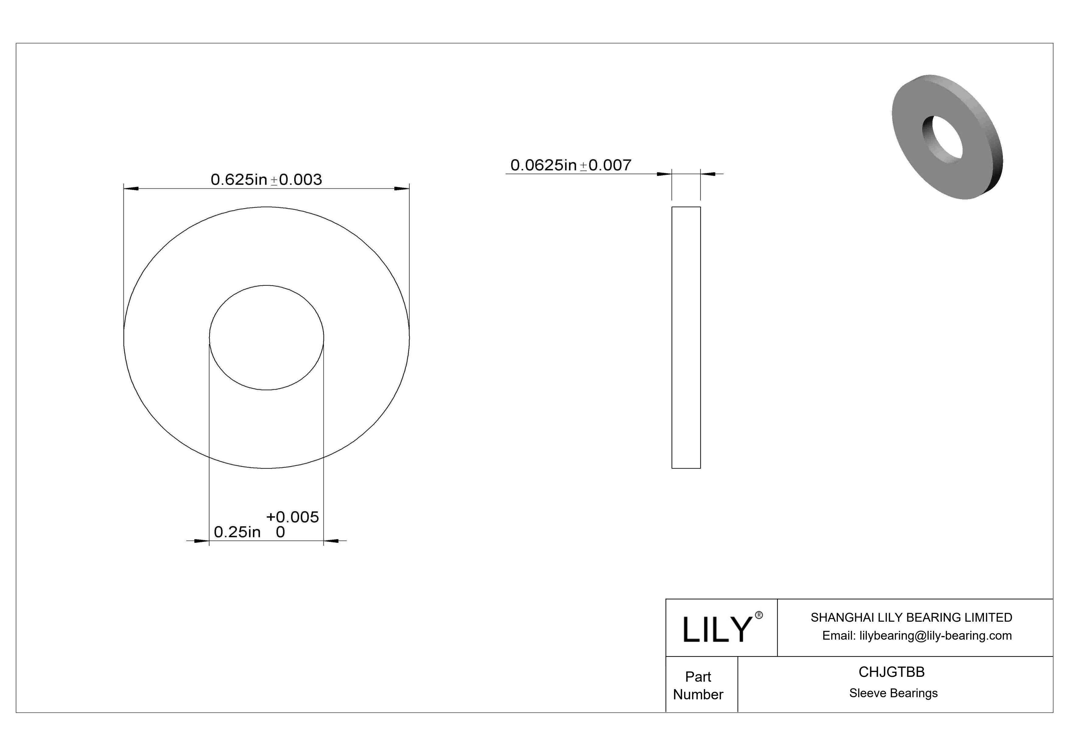 CHJGTBB Rodamientos axiales de funcionamiento en seco de baja fricción cad drawing