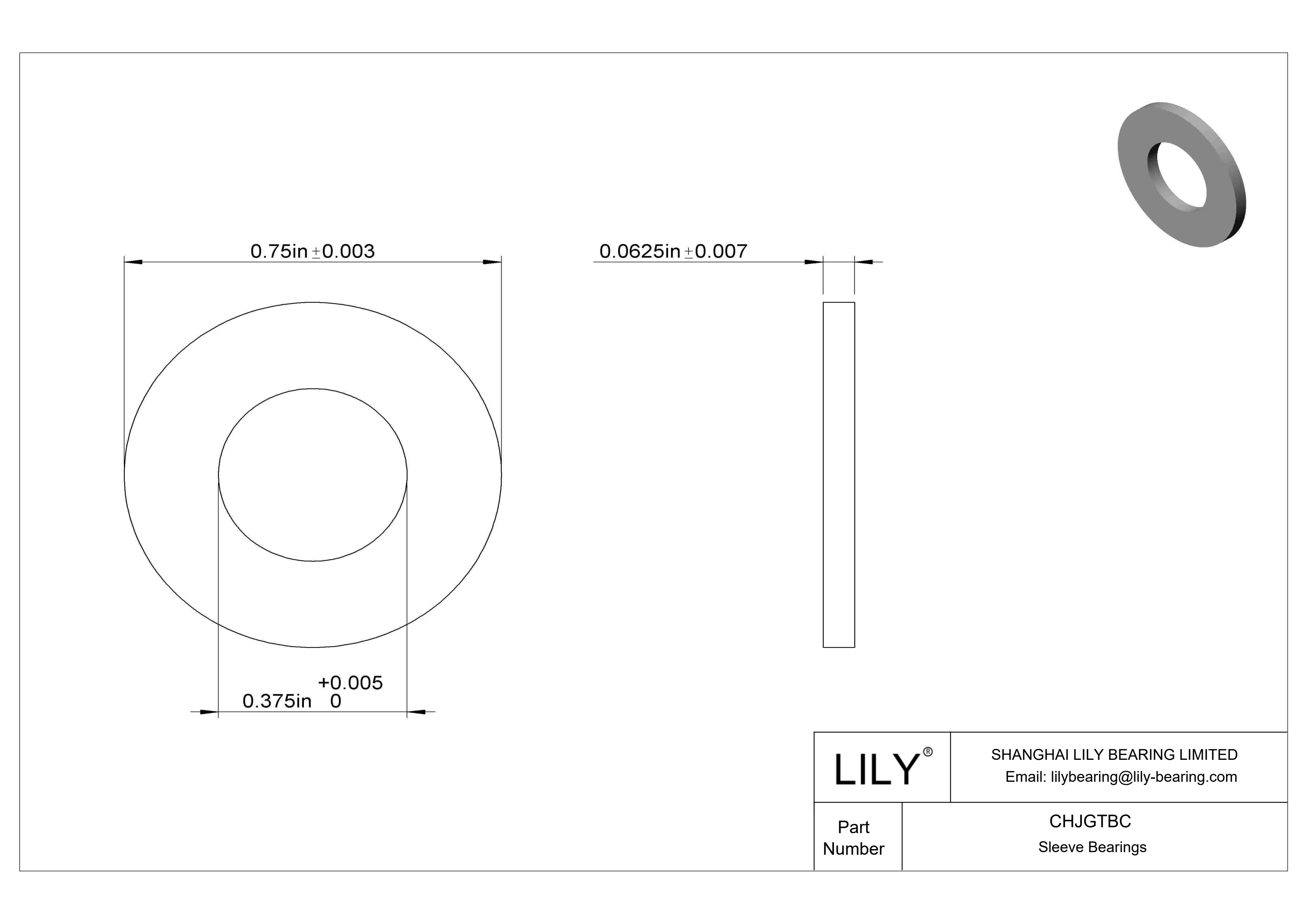 CHJGTBC 超低摩擦干运转推力轴承 cad drawing