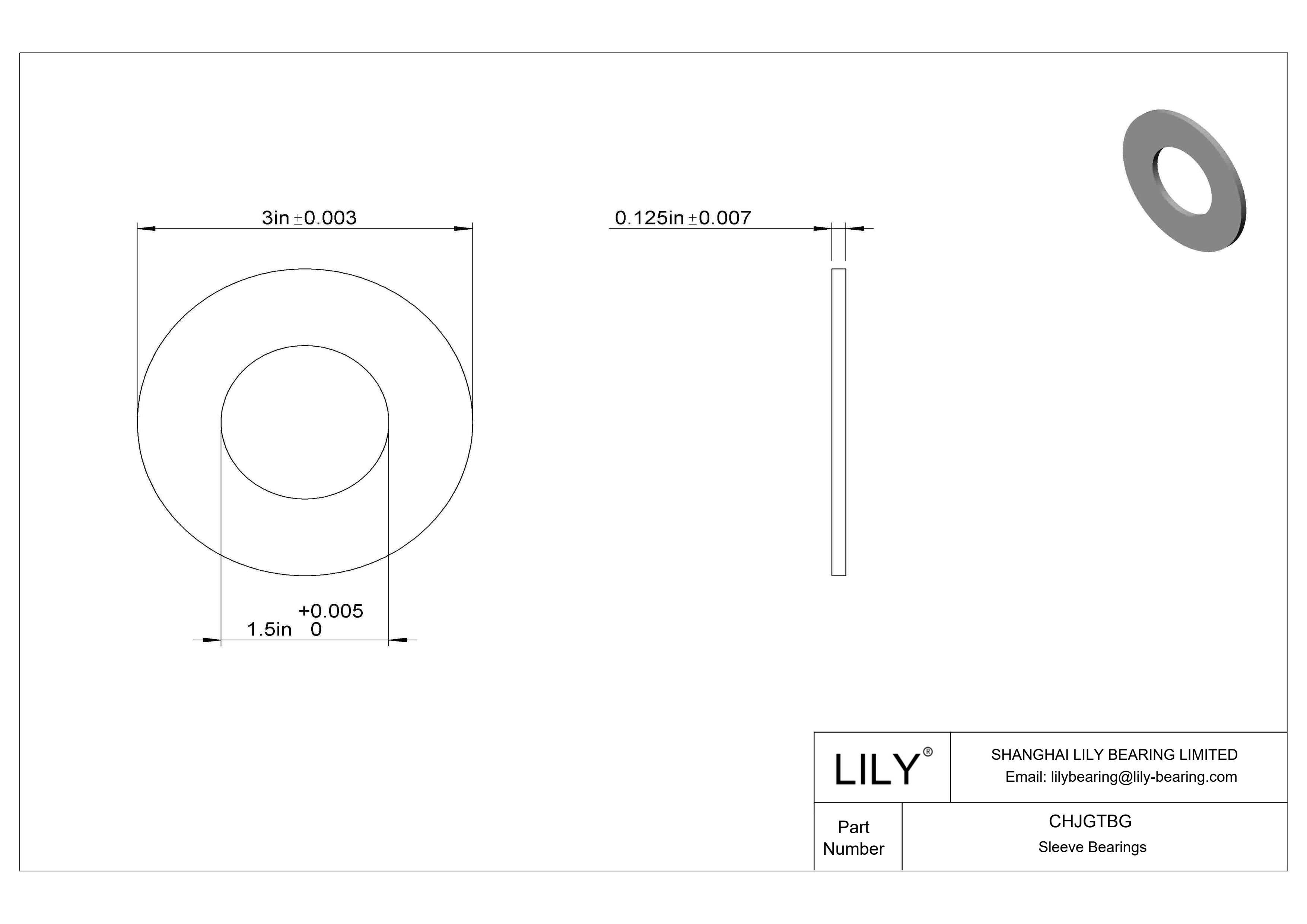 CHJGTBG 超低摩擦干运转推力轴承 cad drawing