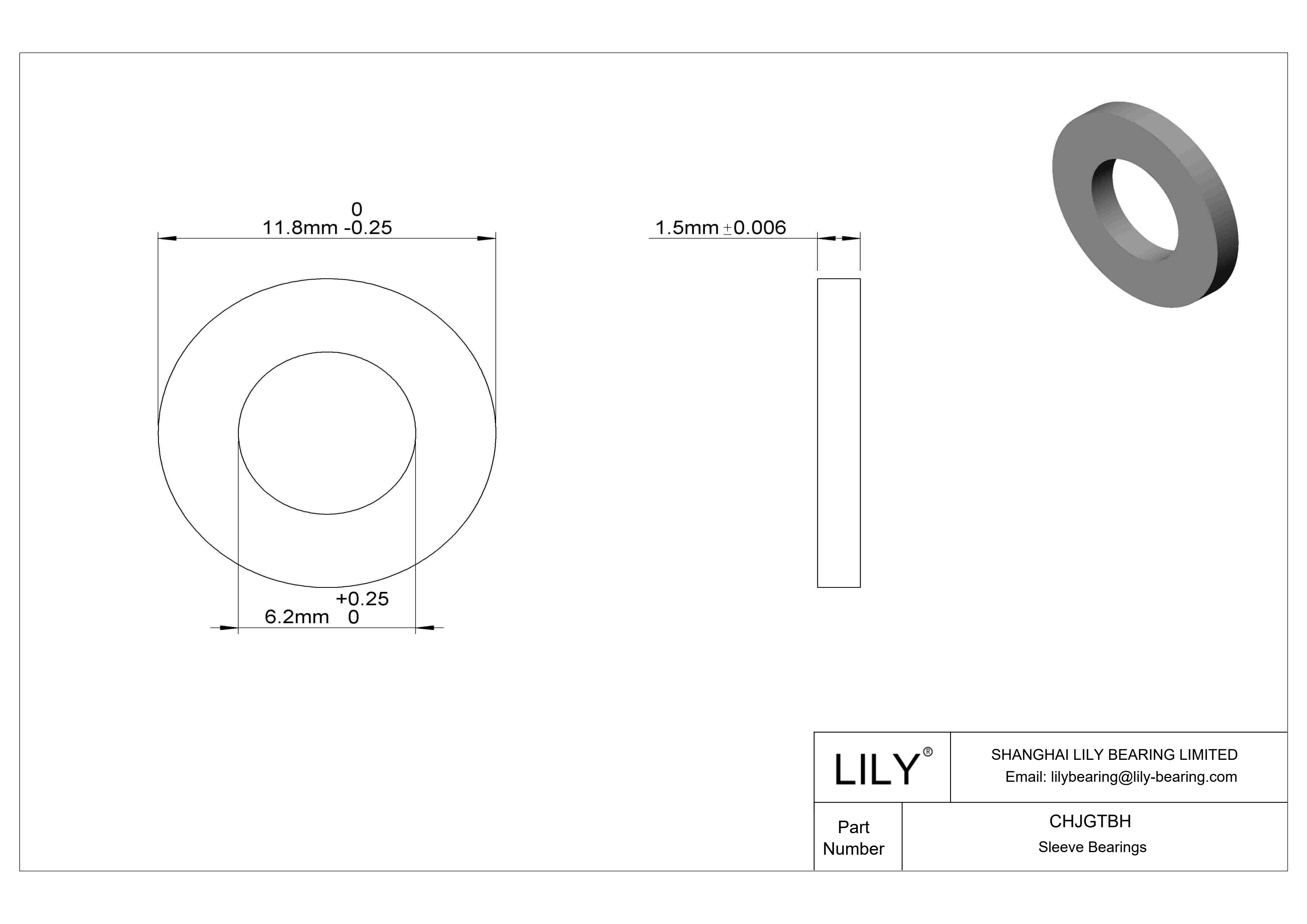 CHJGTBH 超低摩擦干运转推力轴承 cad drawing