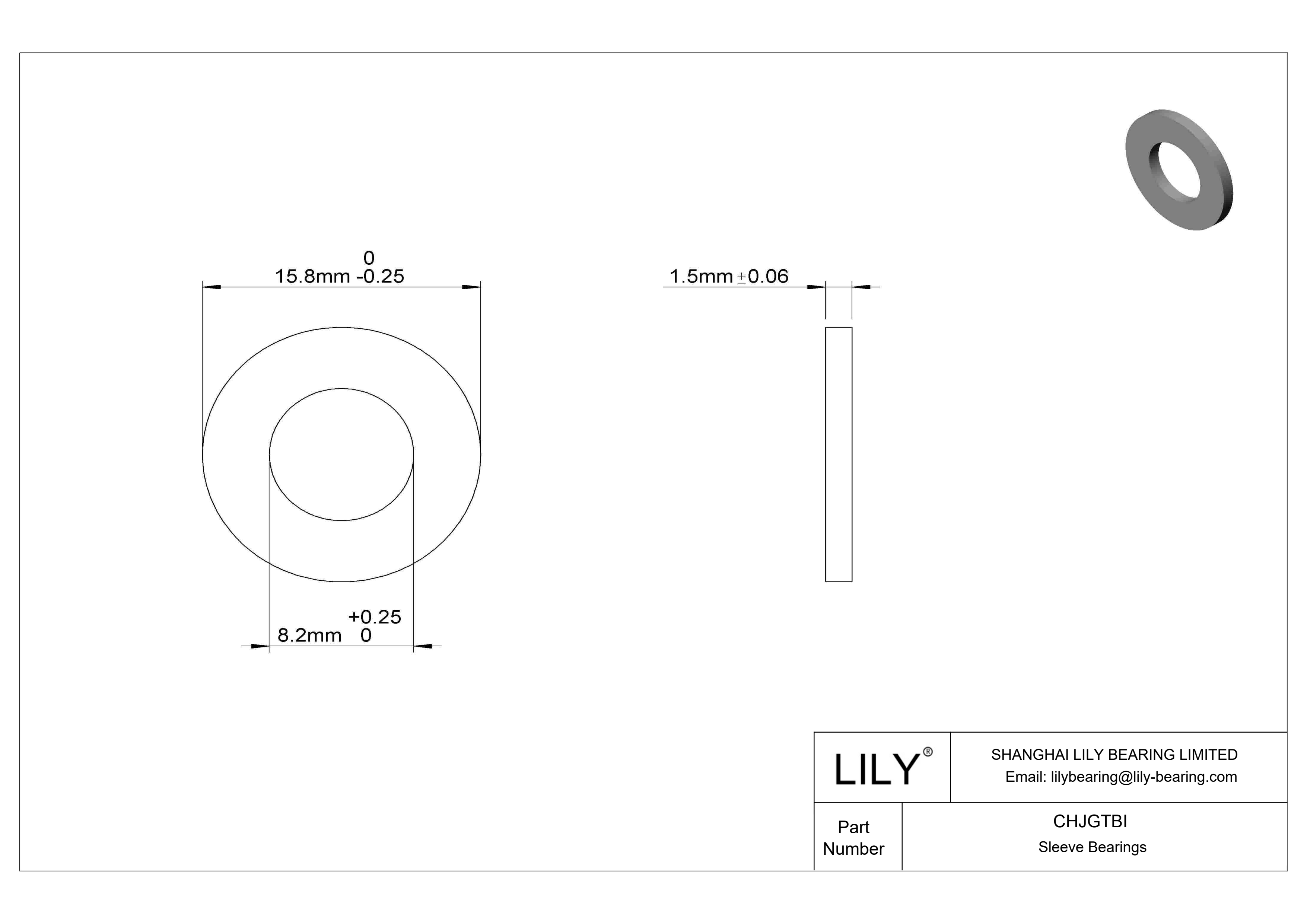 CHJGTBI Rodamientos axiales de funcionamiento en seco de baja fricción cad drawing