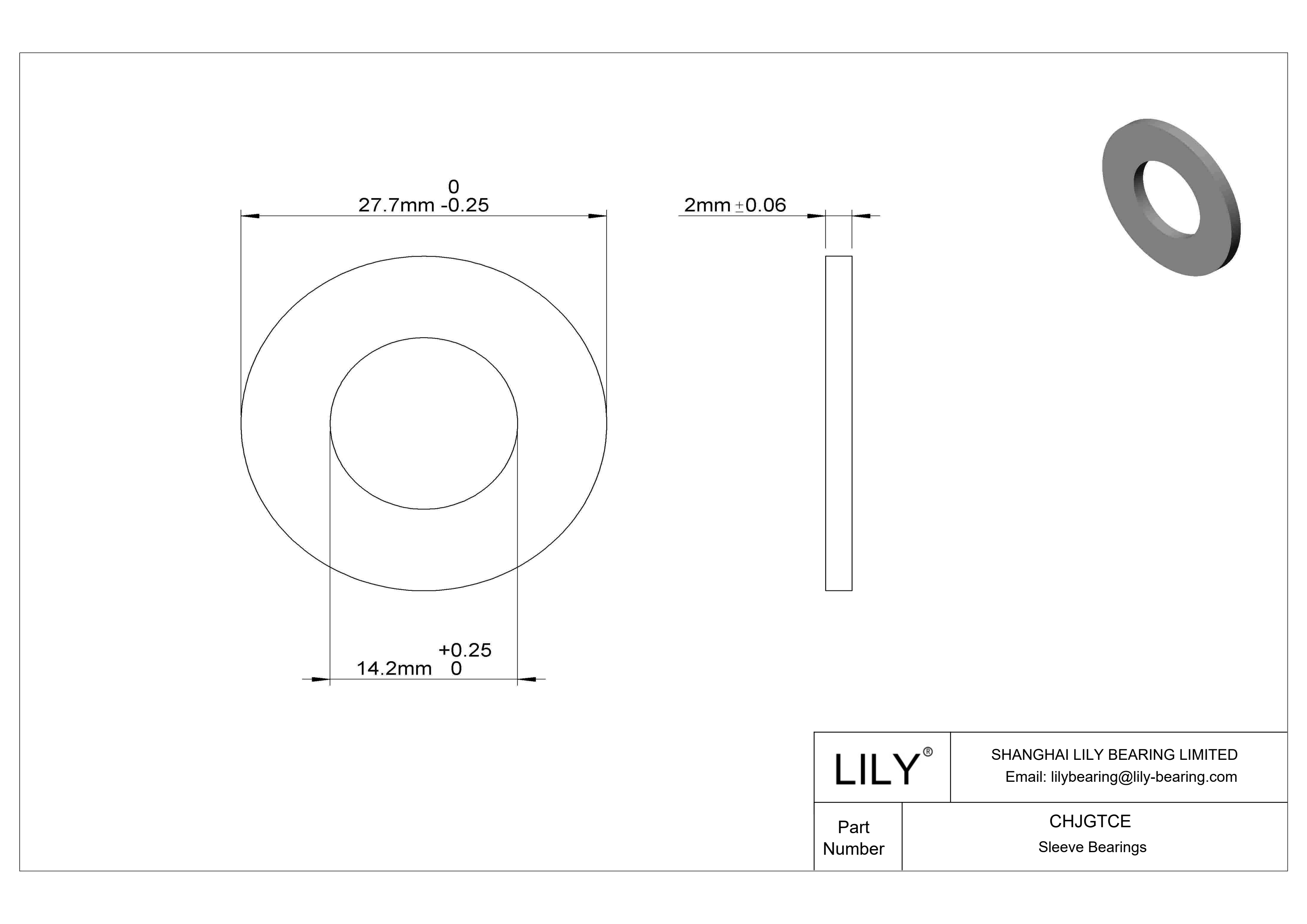 CHJGTCE 超低摩擦干运转推力轴承 cad drawing