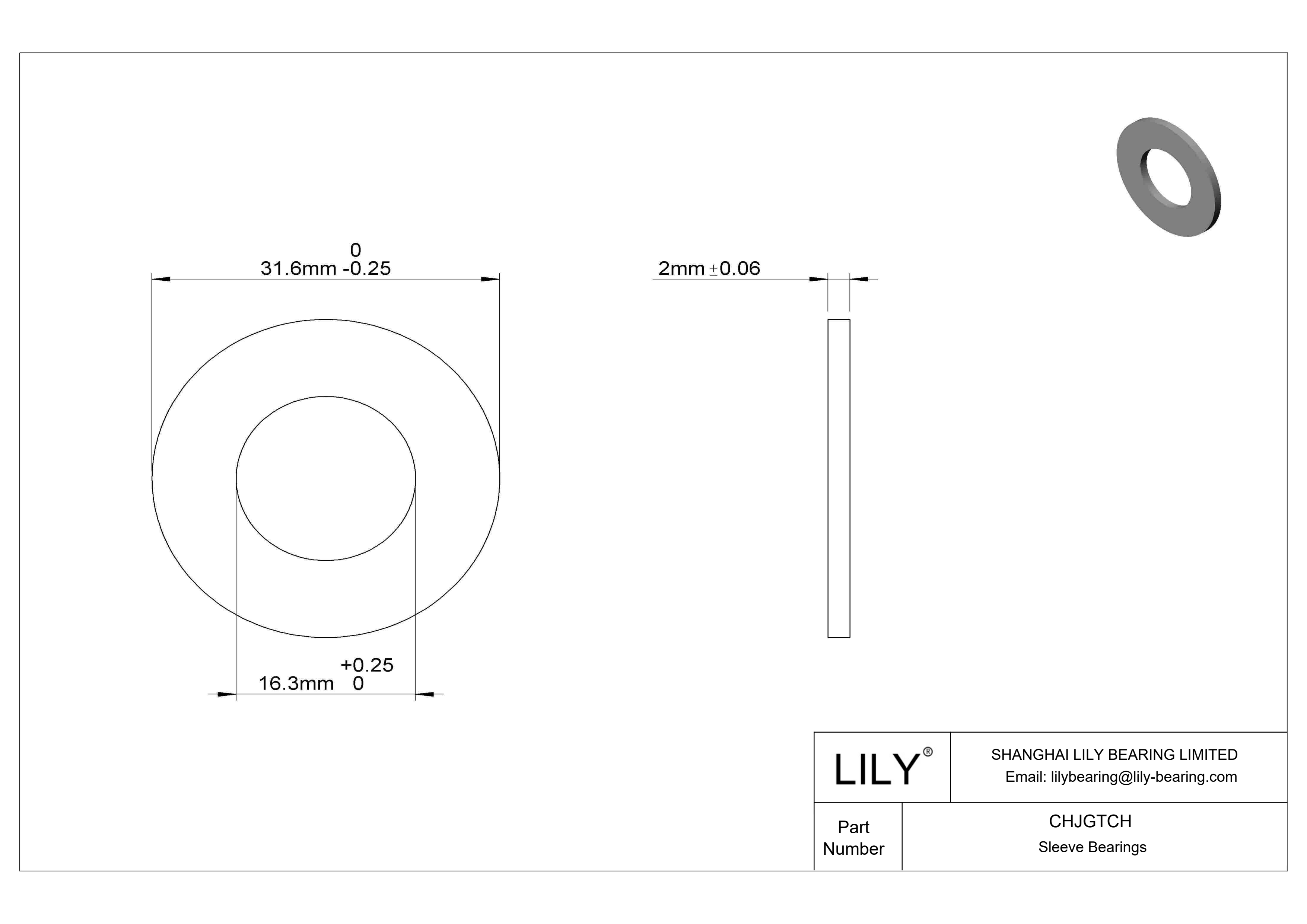 CHJGTCH 超低摩擦干运转推力轴承 cad drawing