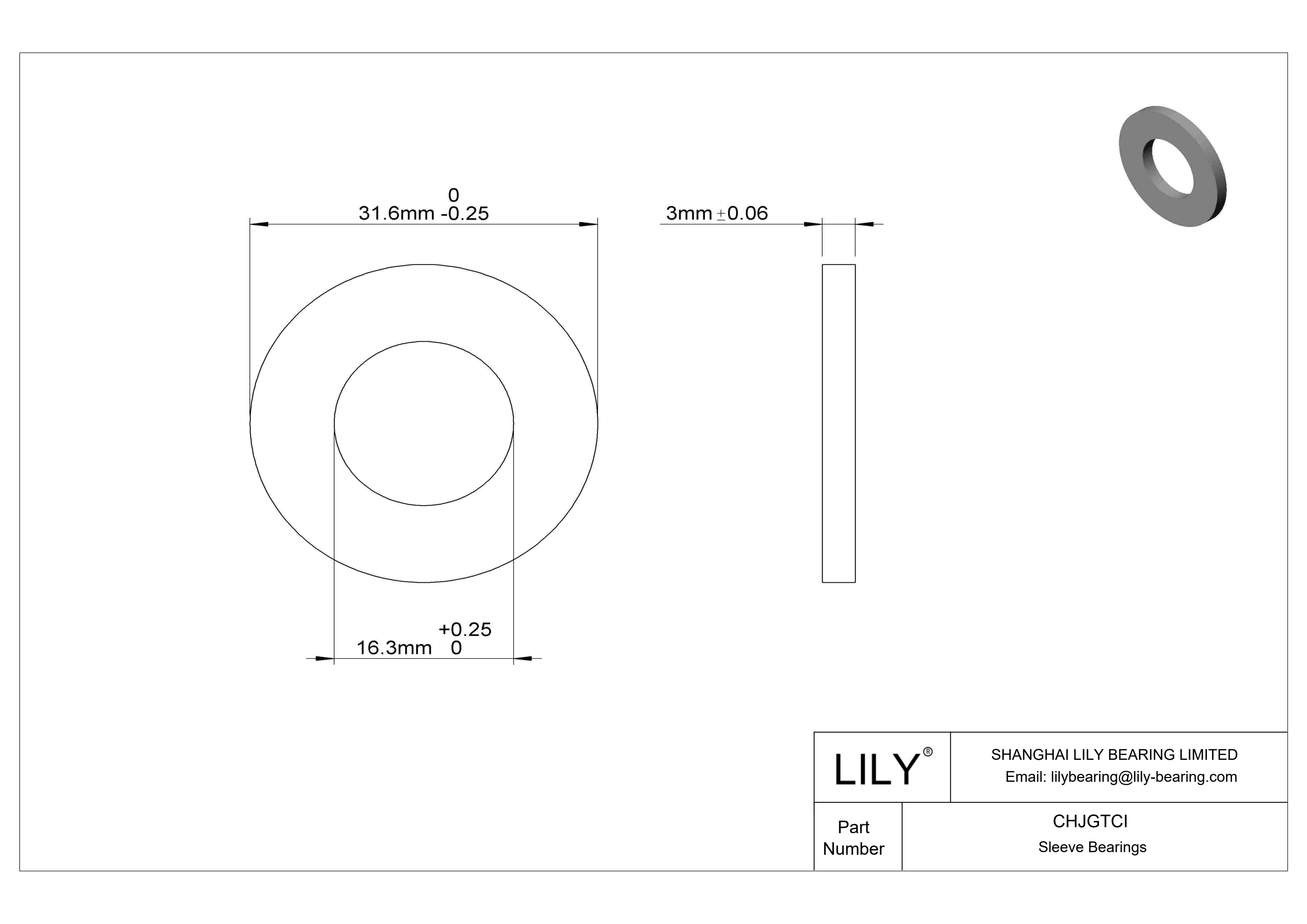 CHJGTCI 超低摩擦干运转推力轴承 cad drawing