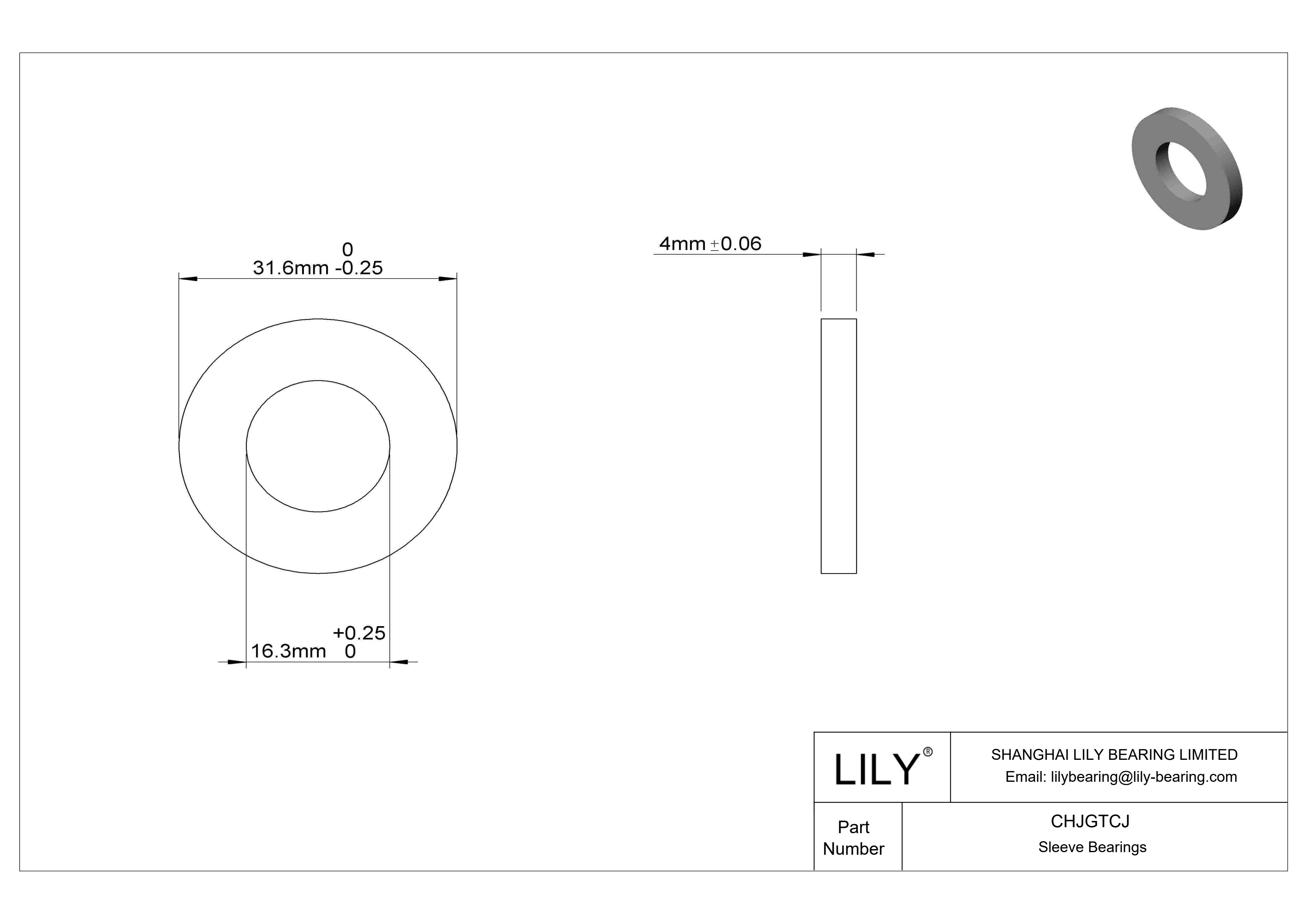 CHJGTCJ 超低摩擦干运转推力轴承 cad drawing