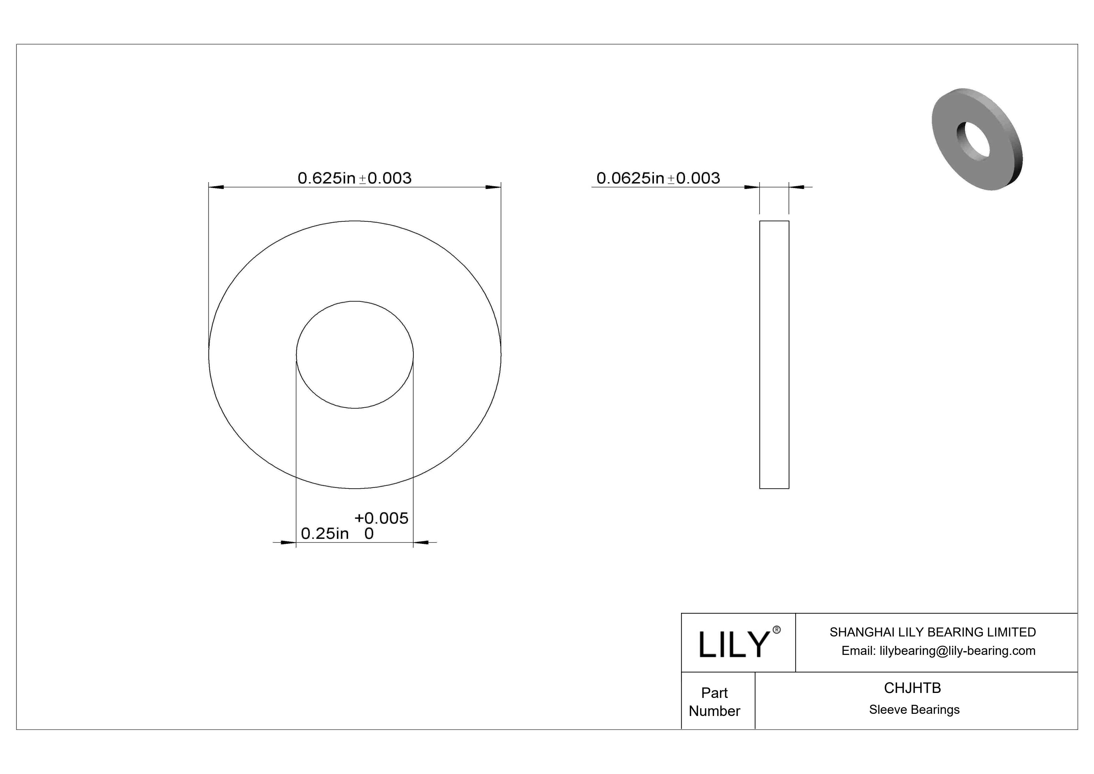 CHJHTB 轻载干运行推力轴承 cad drawing