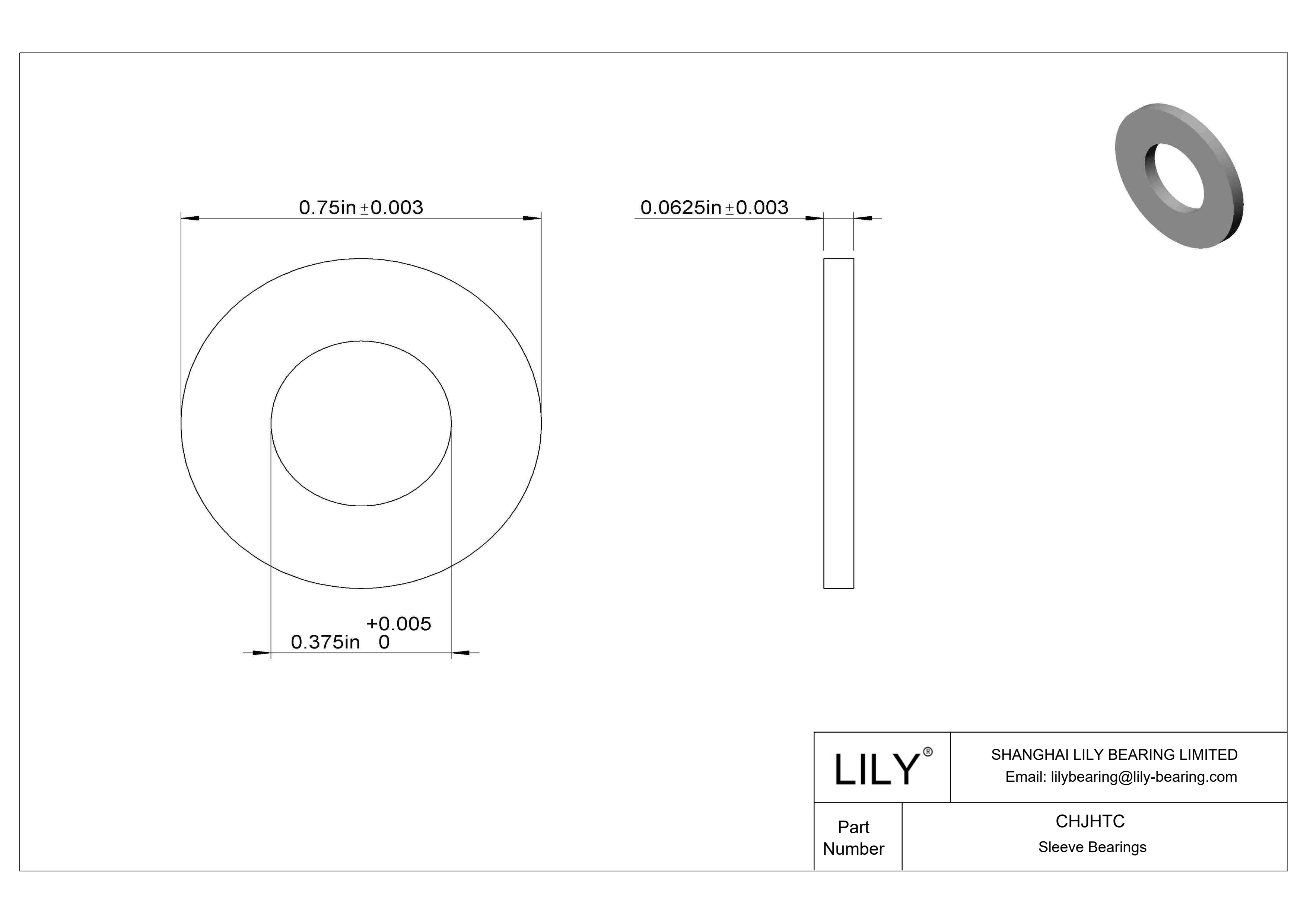 CHJHTC 轻载干运行推力轴承 cad drawing