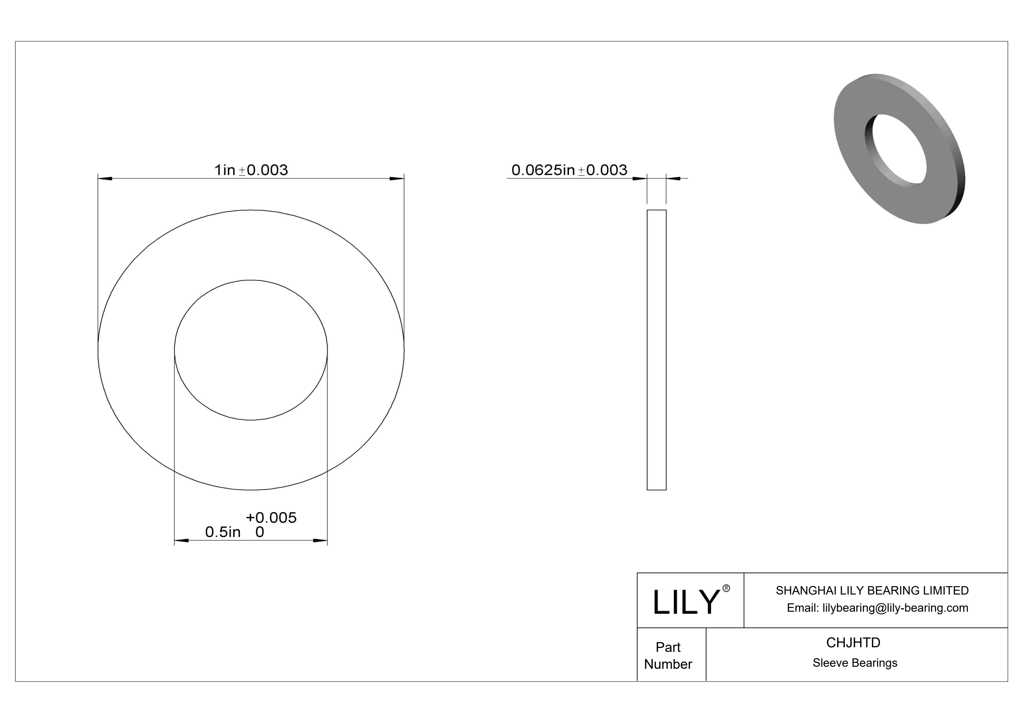 CHJHTD 轻载干运行推力轴承 cad drawing