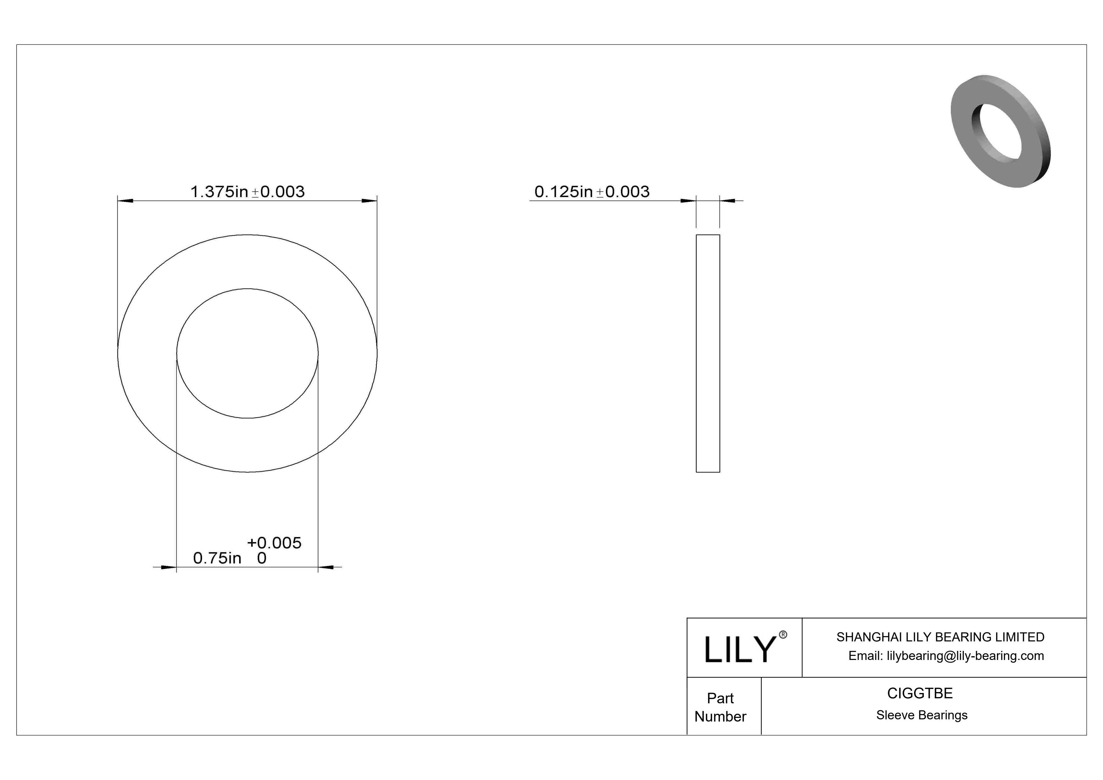 CIGGTBE 食品工业干运转推力轴承 cad drawing