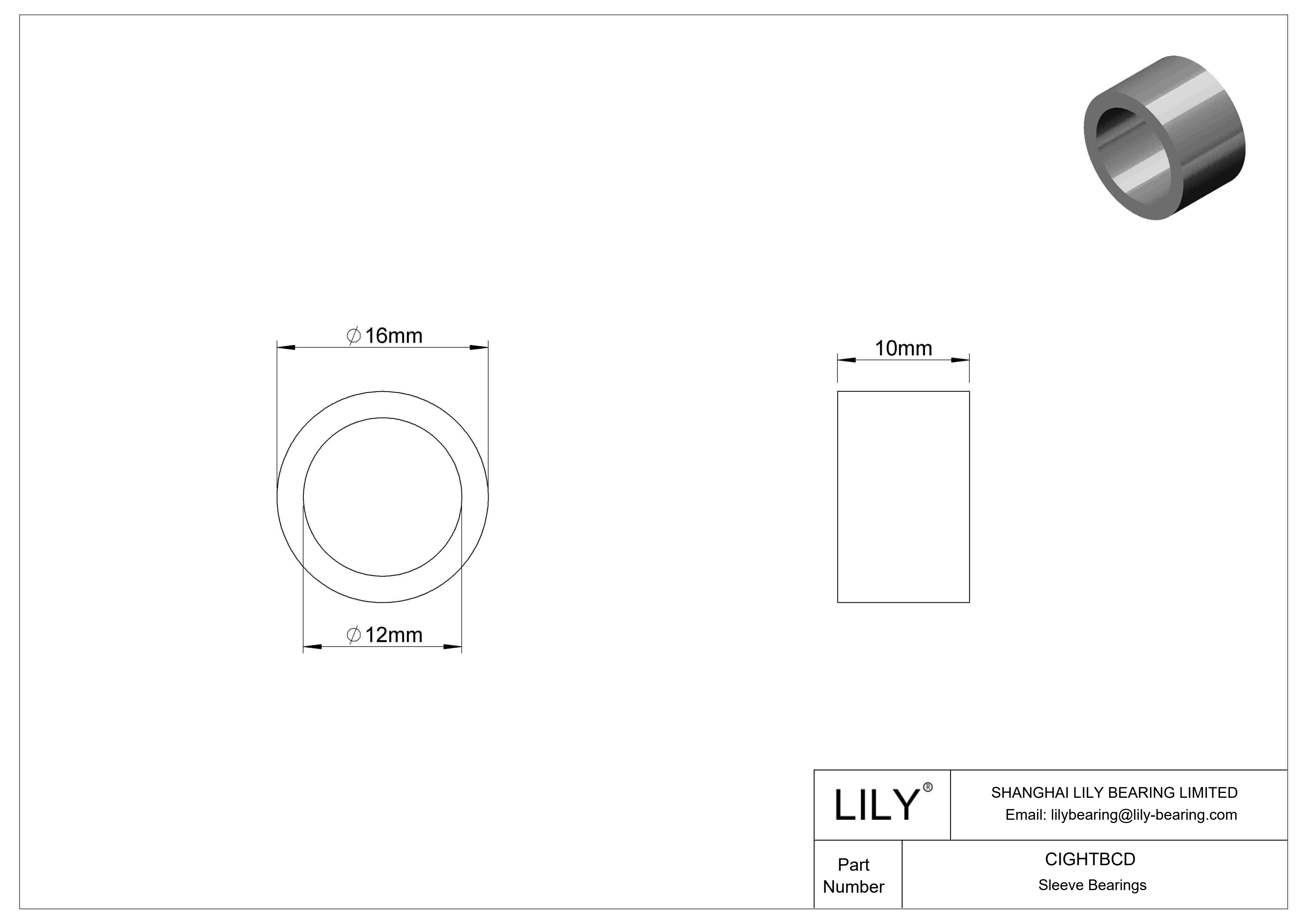 CIGHTBCD 耐腐蚀套筒轴承 cad drawing