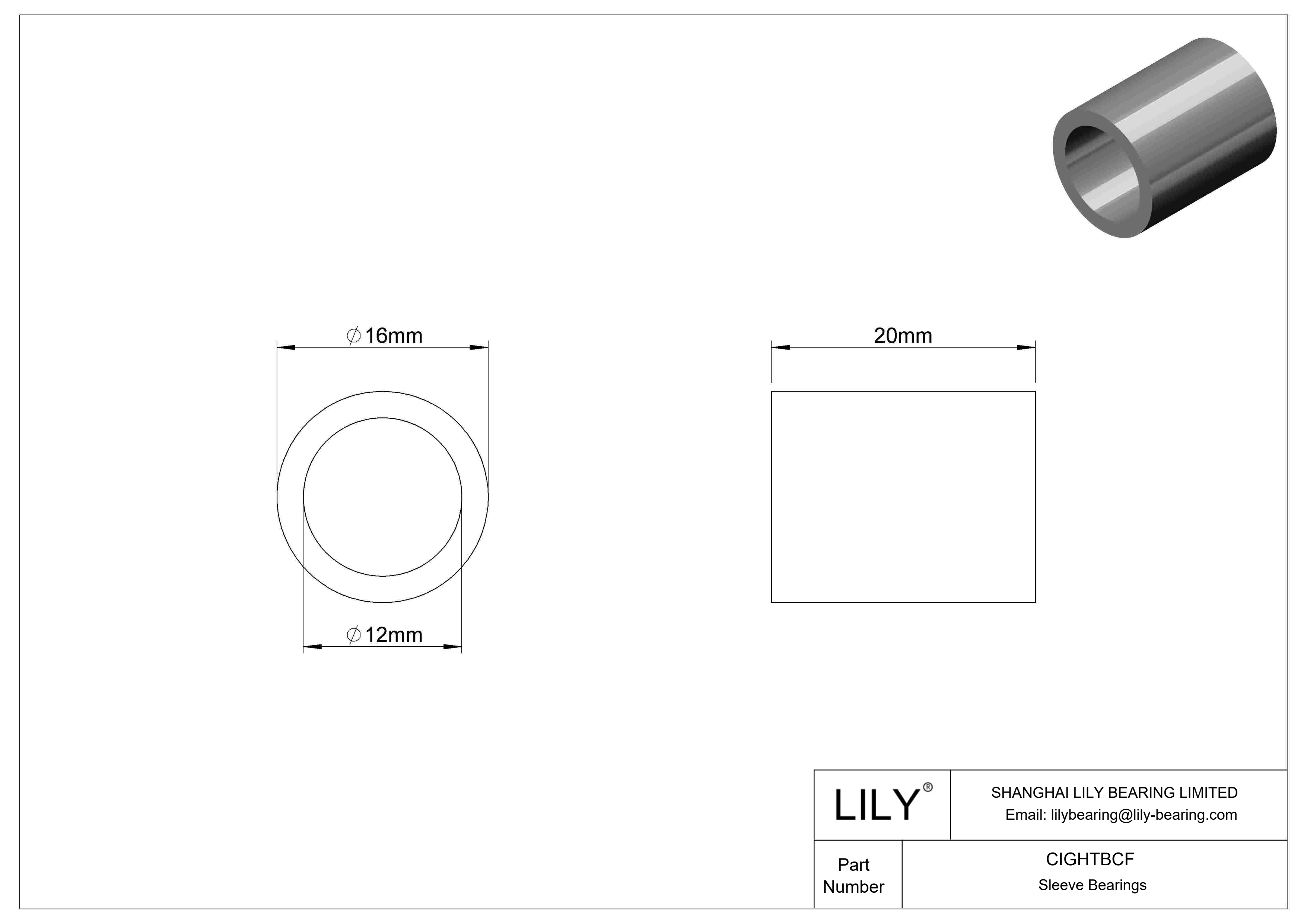 CIGHTBCF 耐腐蚀套筒轴承 cad drawing