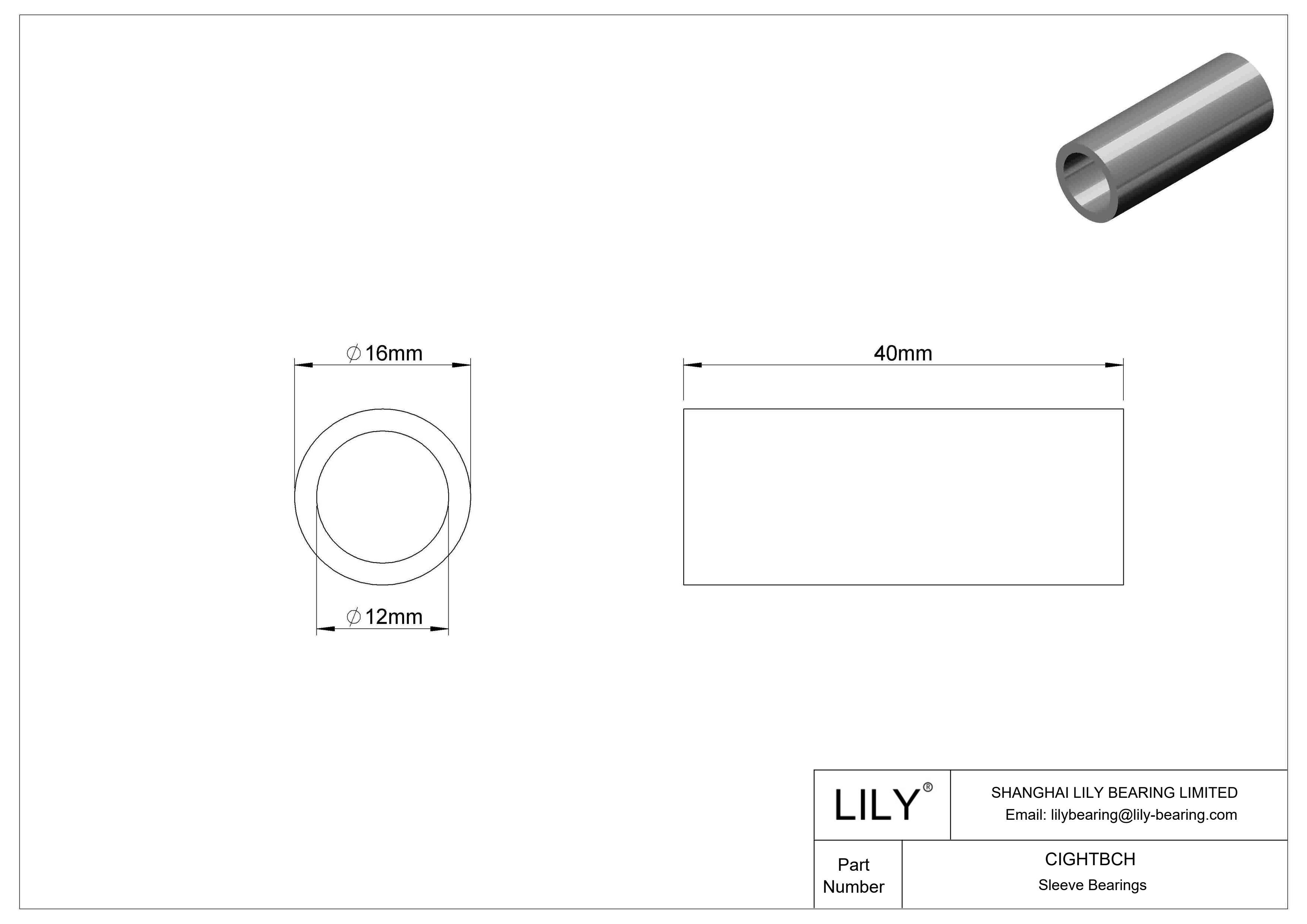 CIGHTBCH 耐腐蚀套筒轴承 cad drawing