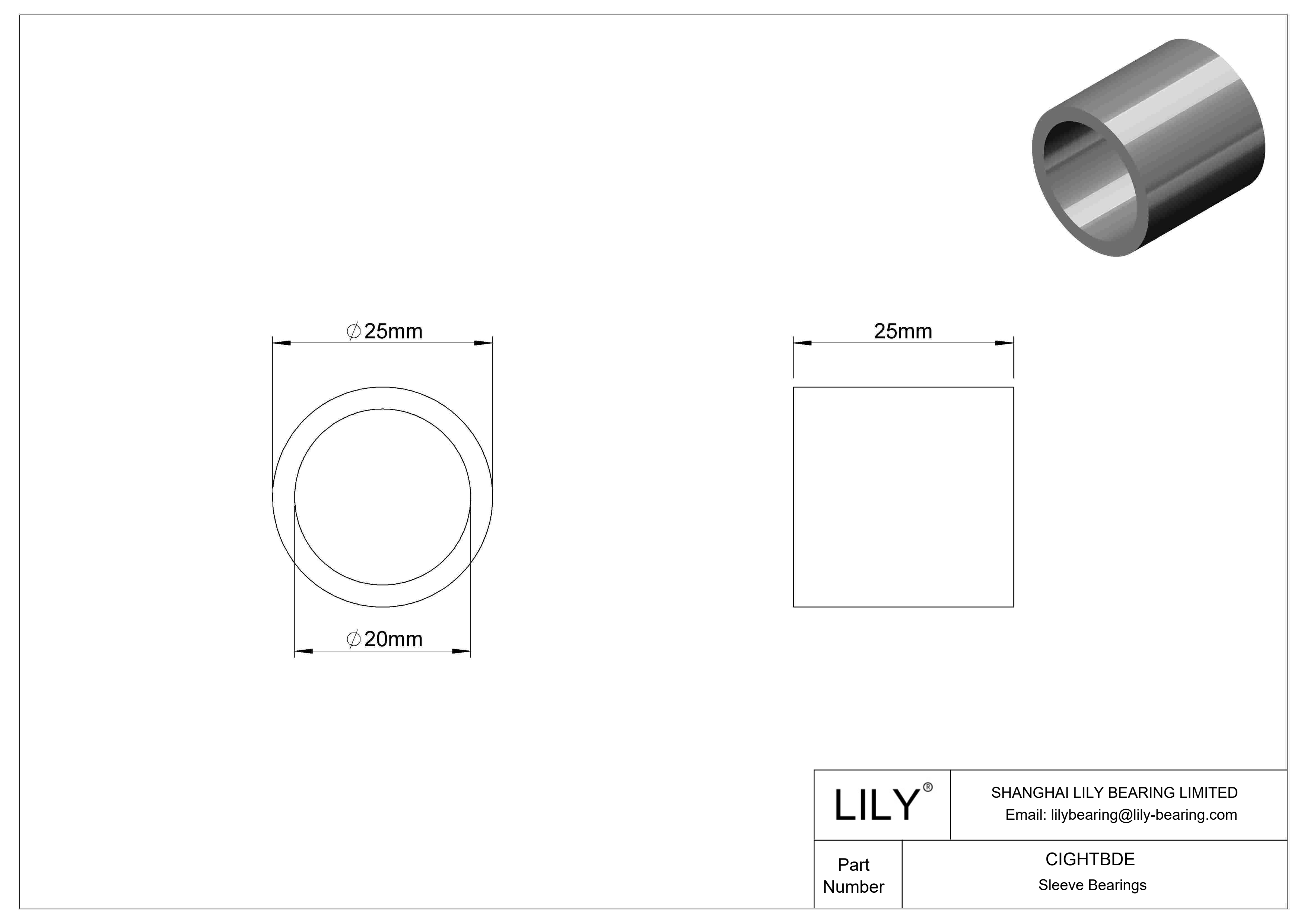 CIGHTBDE 耐腐蚀套筒轴承 cad drawing