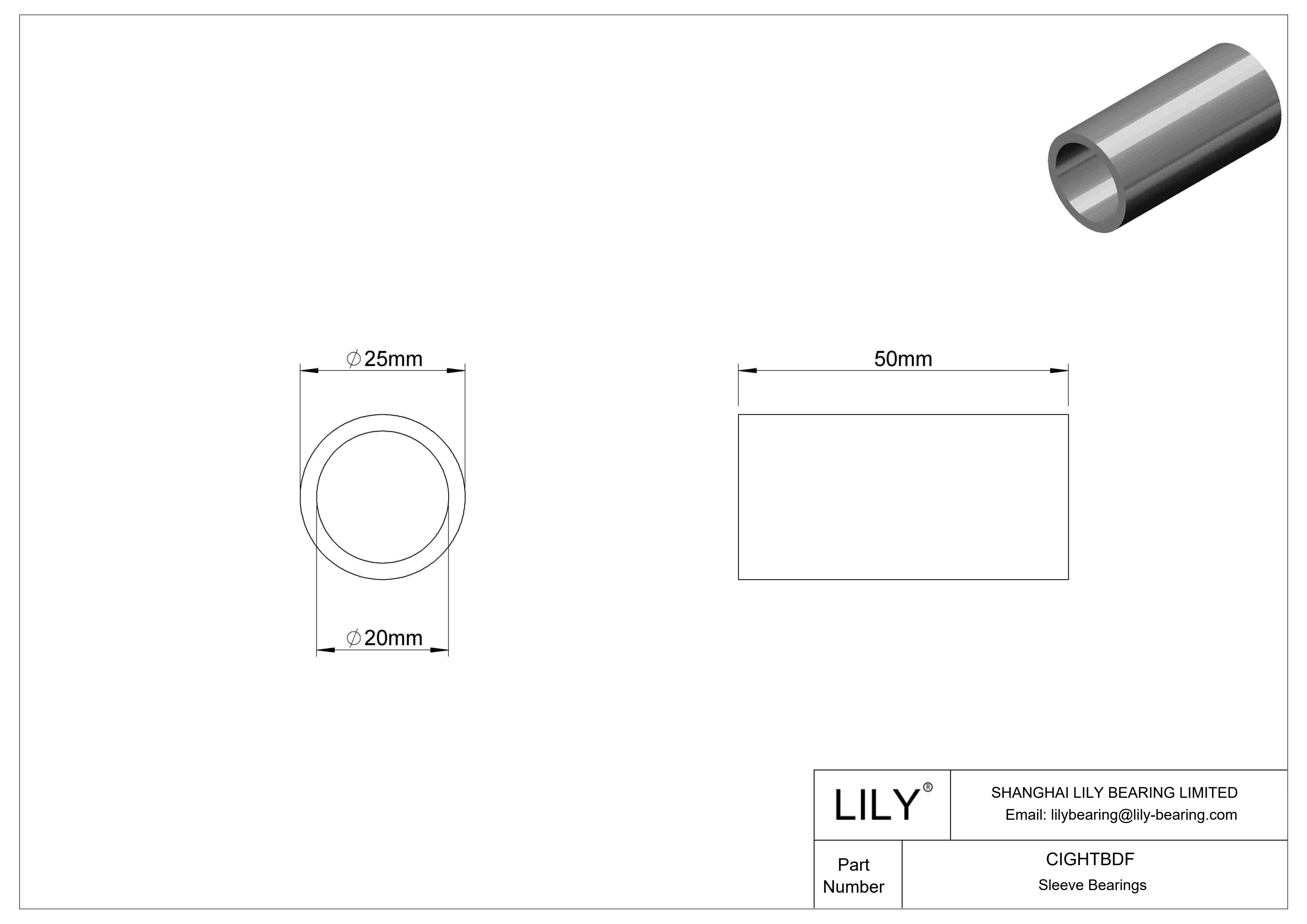 CIGHTBDF 耐腐蚀套筒轴承 cad drawing