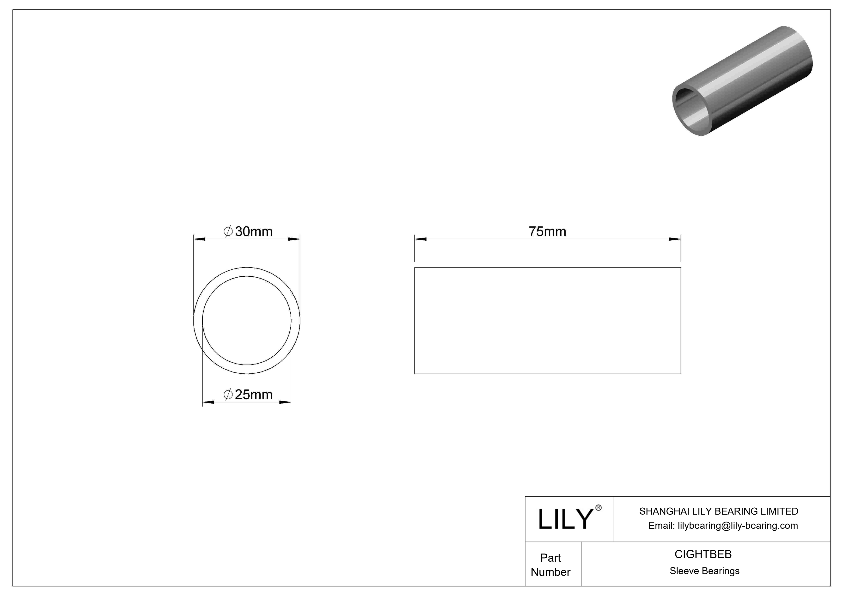 CIGHTBEB Rodamientos de manguito resistentes a la corrosión cad drawing