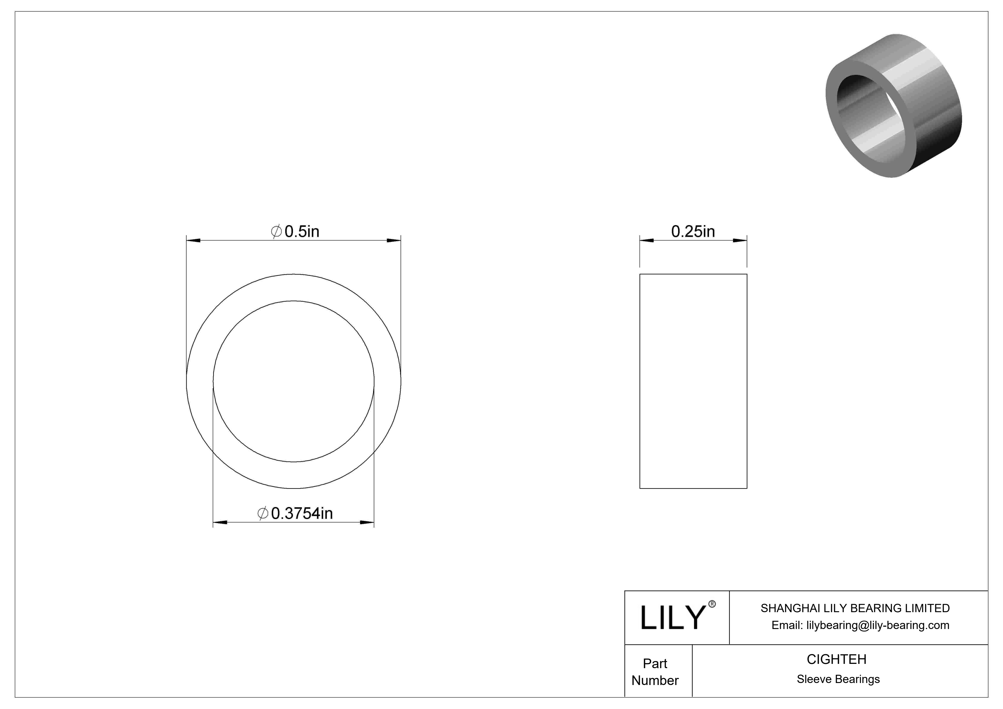 CIGHTEH 耐腐蚀套筒轴承 cad drawing