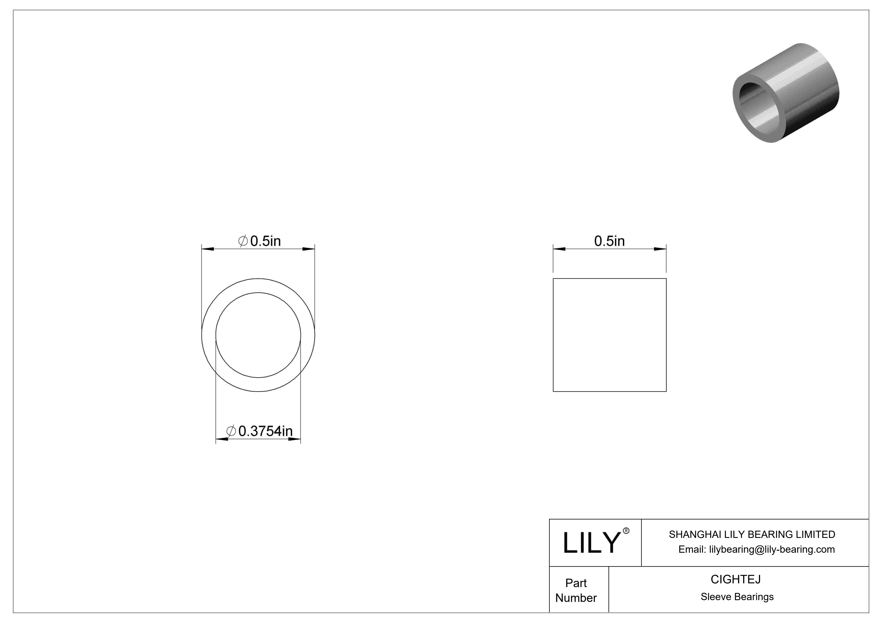 CIGHTEJ 耐腐蚀套筒轴承 cad drawing