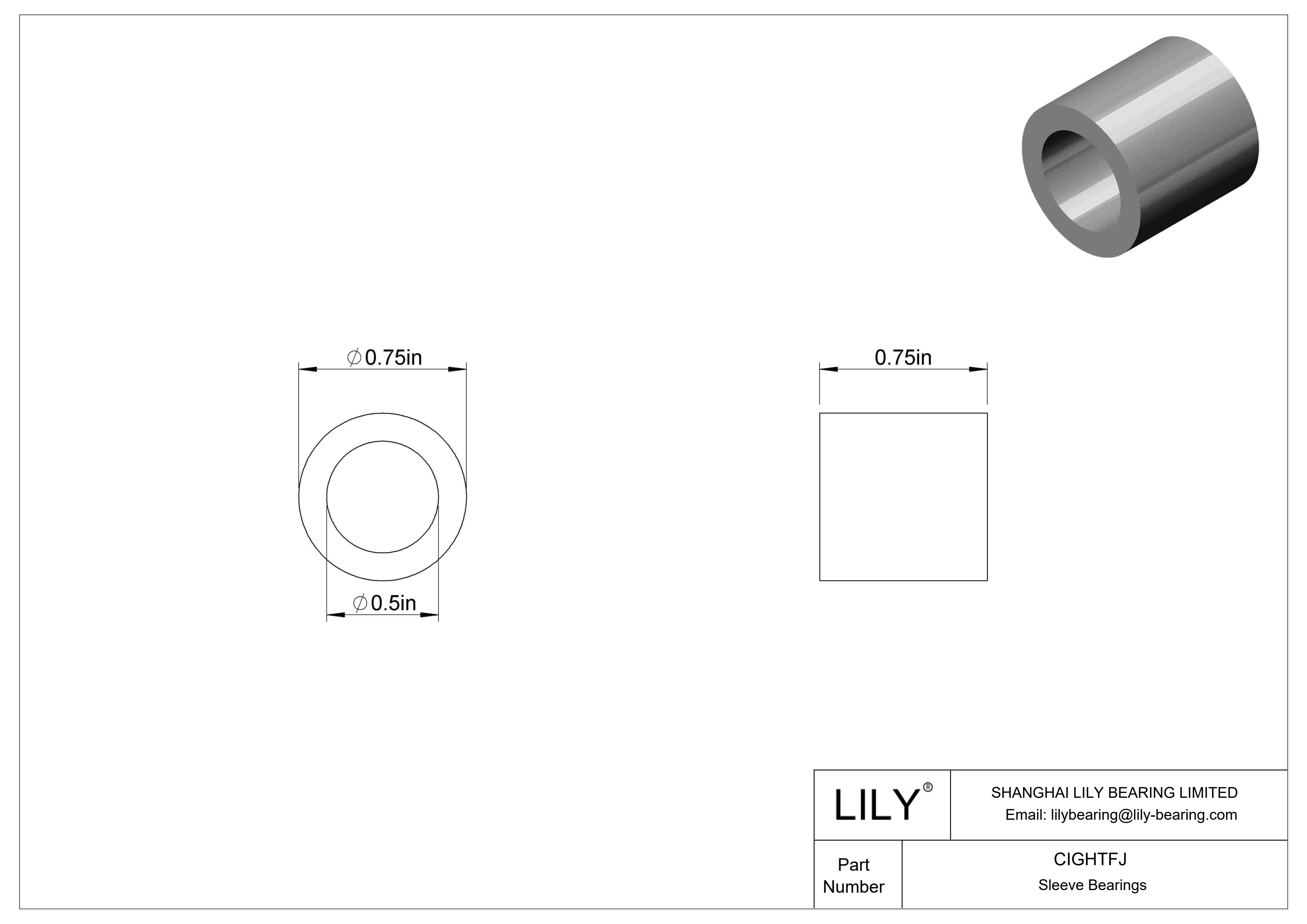 CIGHTFJ 耐腐蚀套筒轴承 cad drawing