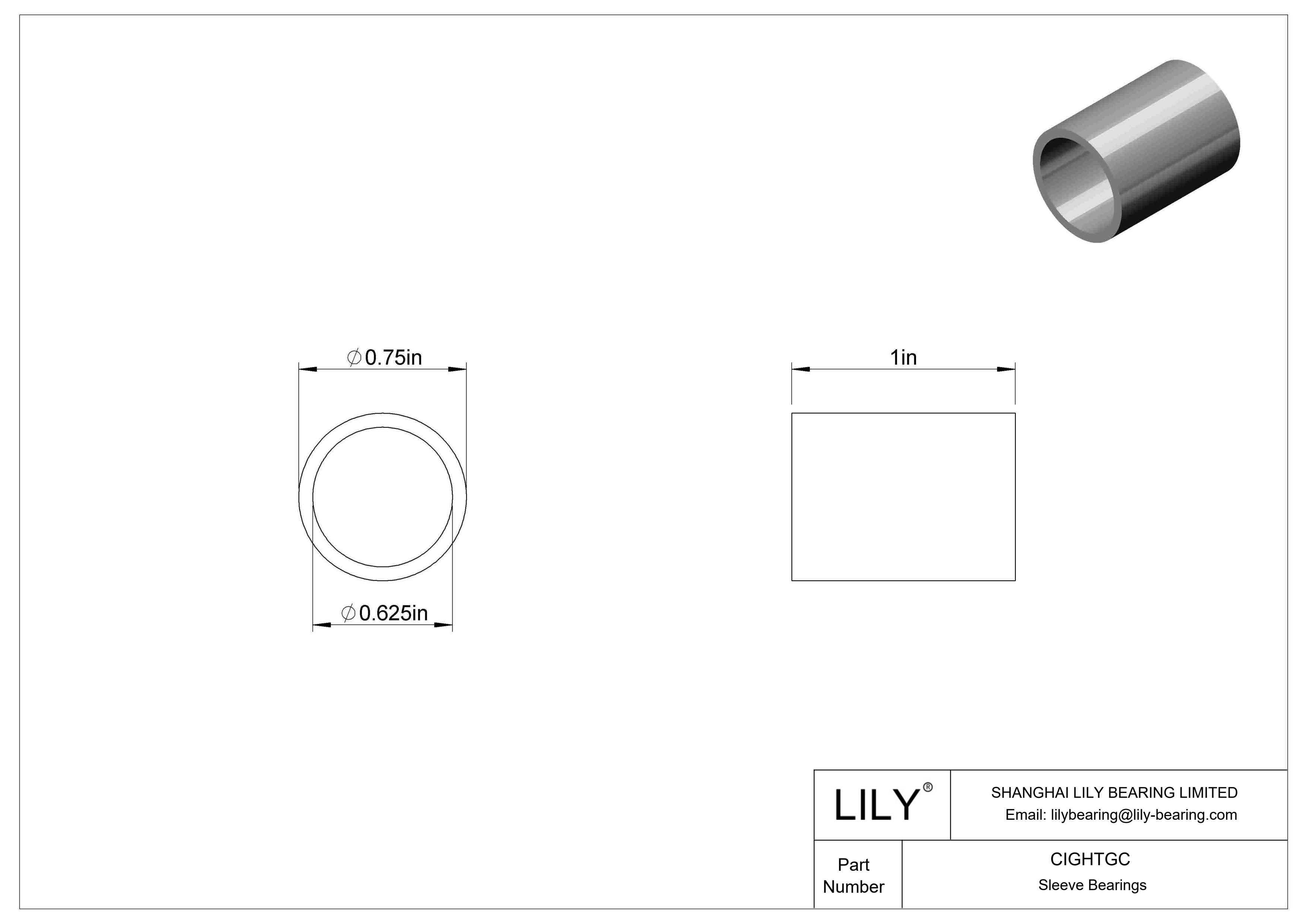 CIGHTGC 耐腐蚀套筒轴承 cad drawing