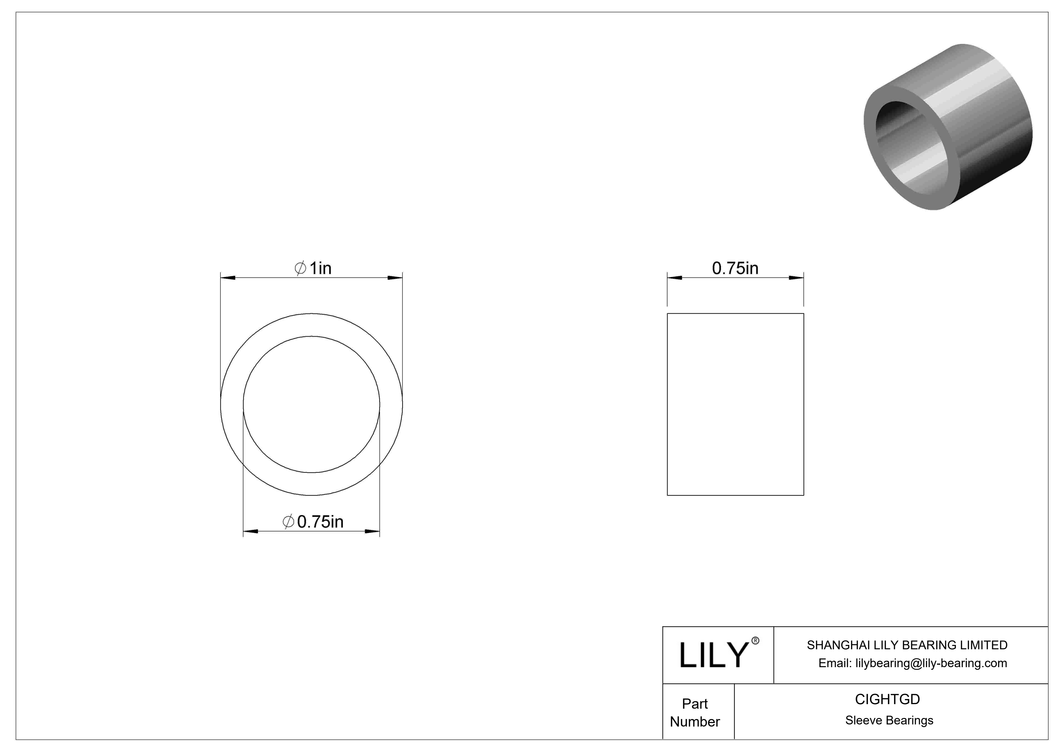 CIGHTGD 耐腐蚀套筒轴承 cad drawing