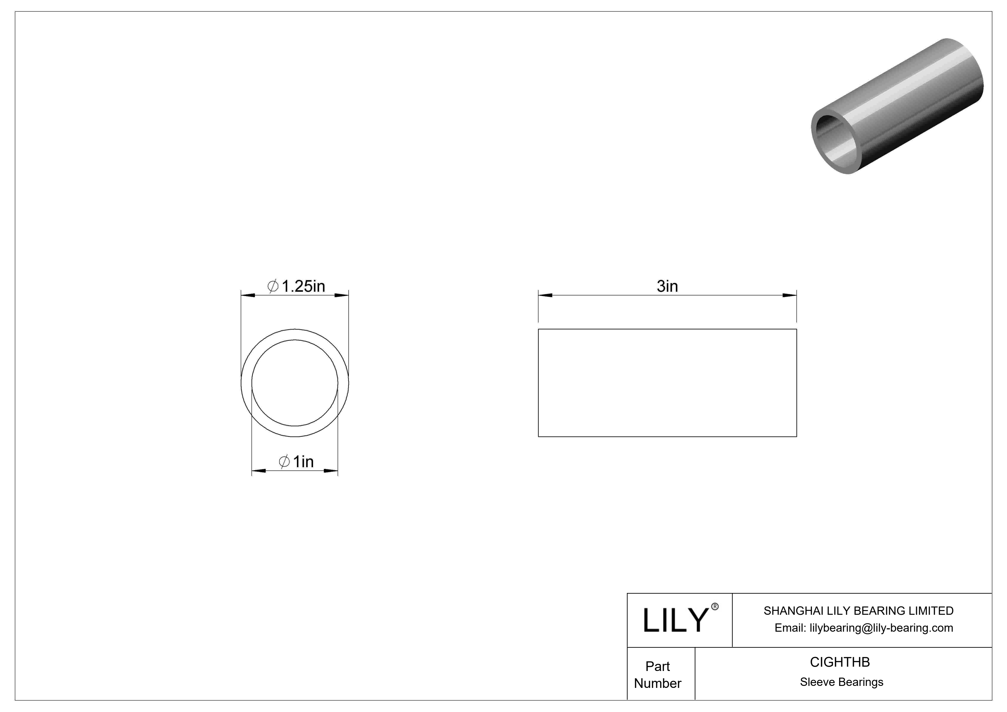 CIGHTHB 耐腐蚀套筒轴承 cad drawing