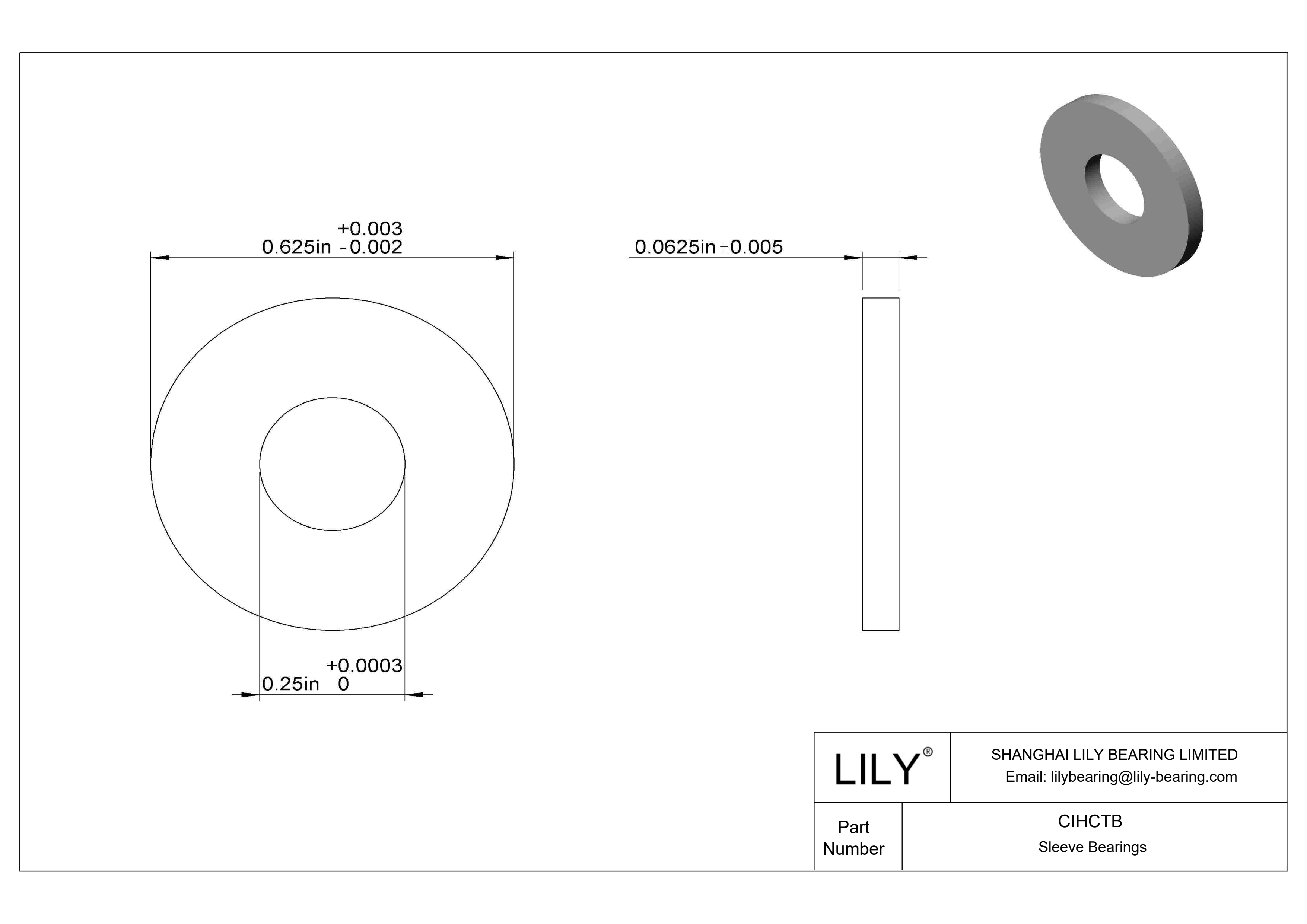 CIHCTB 耐腐蚀推力轴承 cad drawing