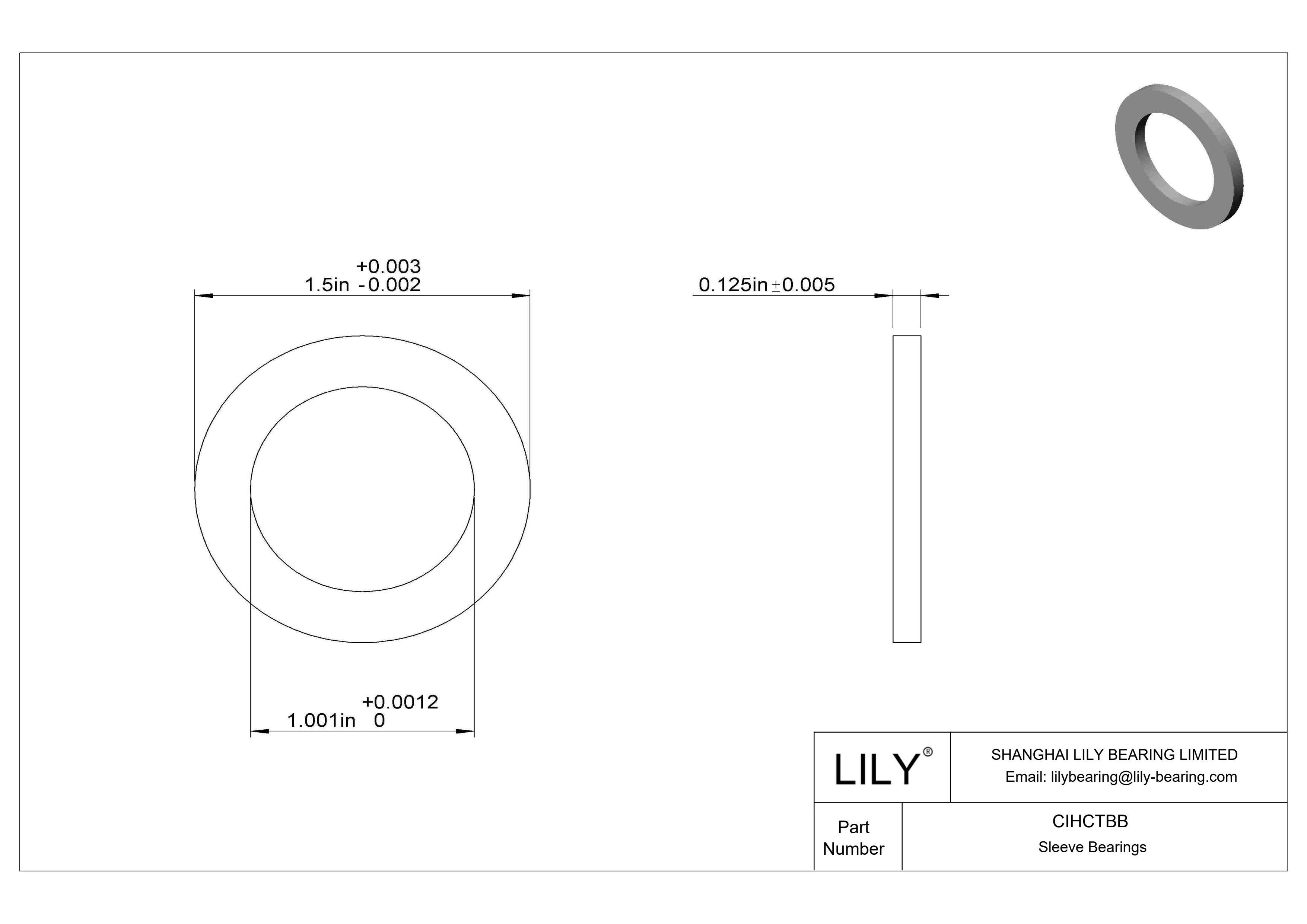 CIHCTBB 耐腐蚀推力轴承 cad drawing