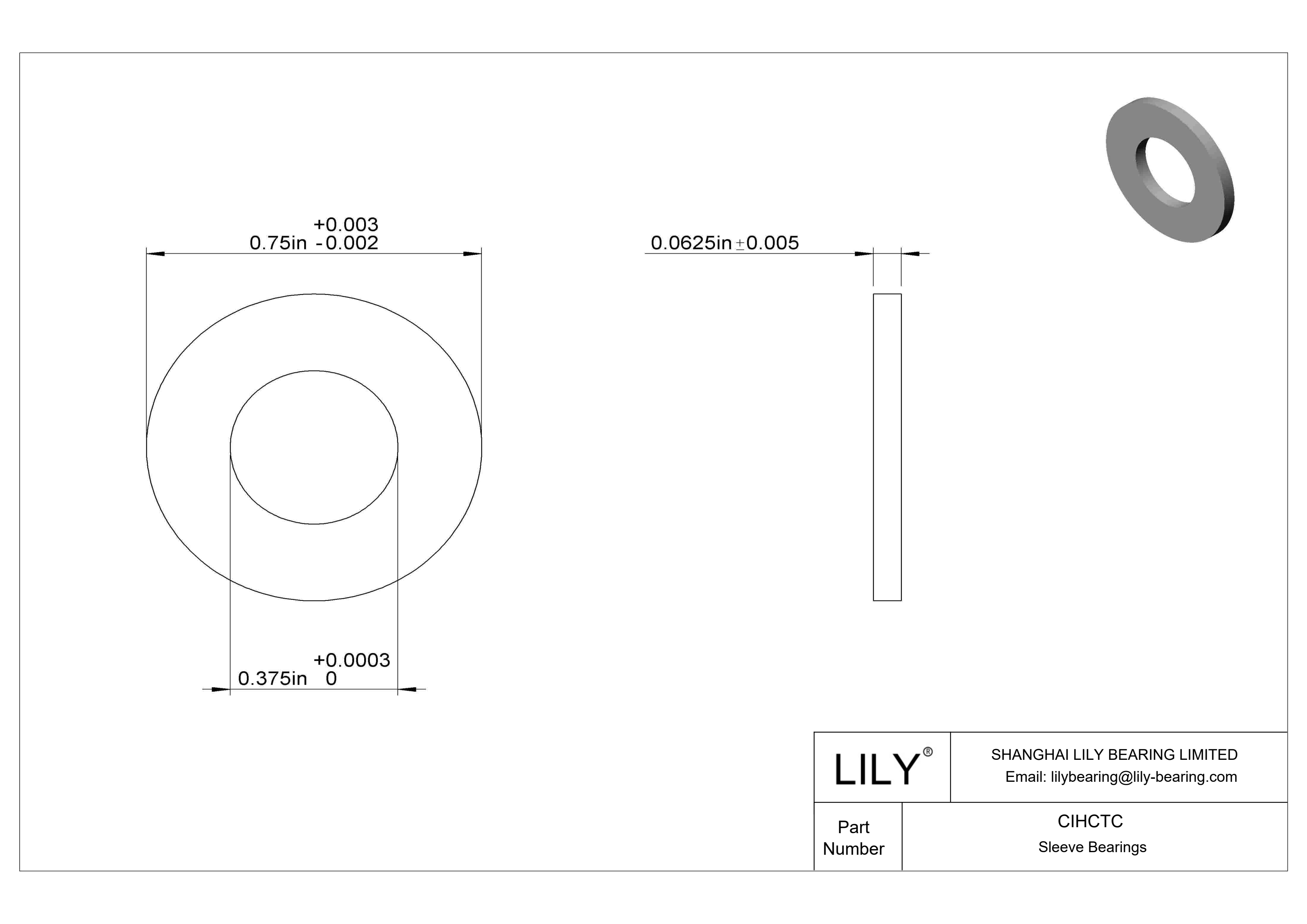 CIHCTC 耐腐蚀推力轴承 cad drawing