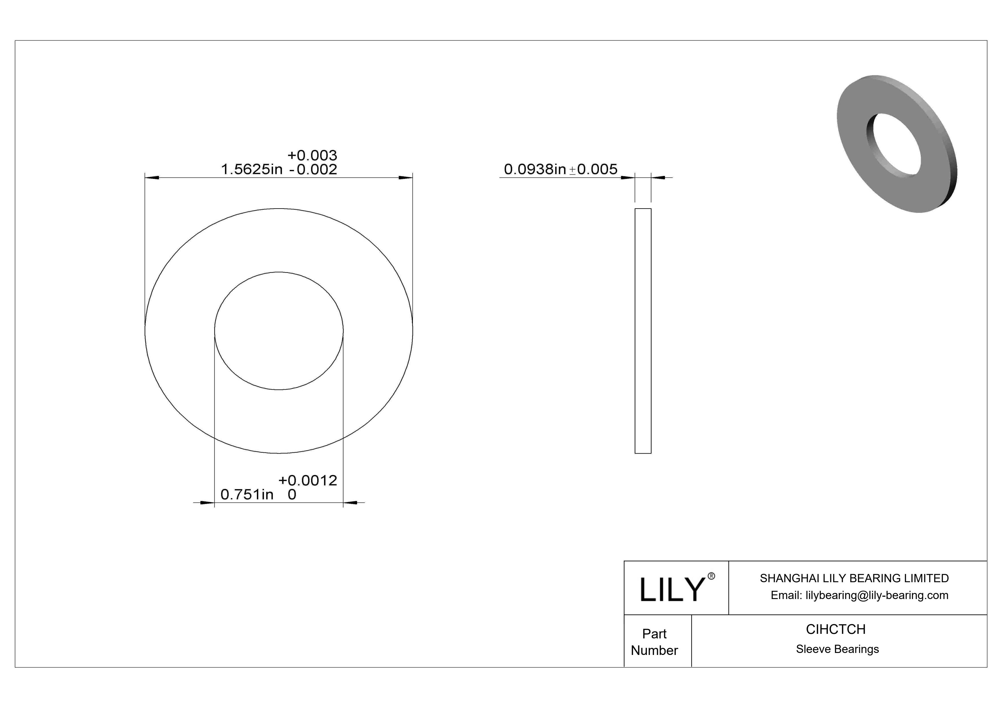 CIHCTCH 耐腐蚀推力轴承 cad drawing