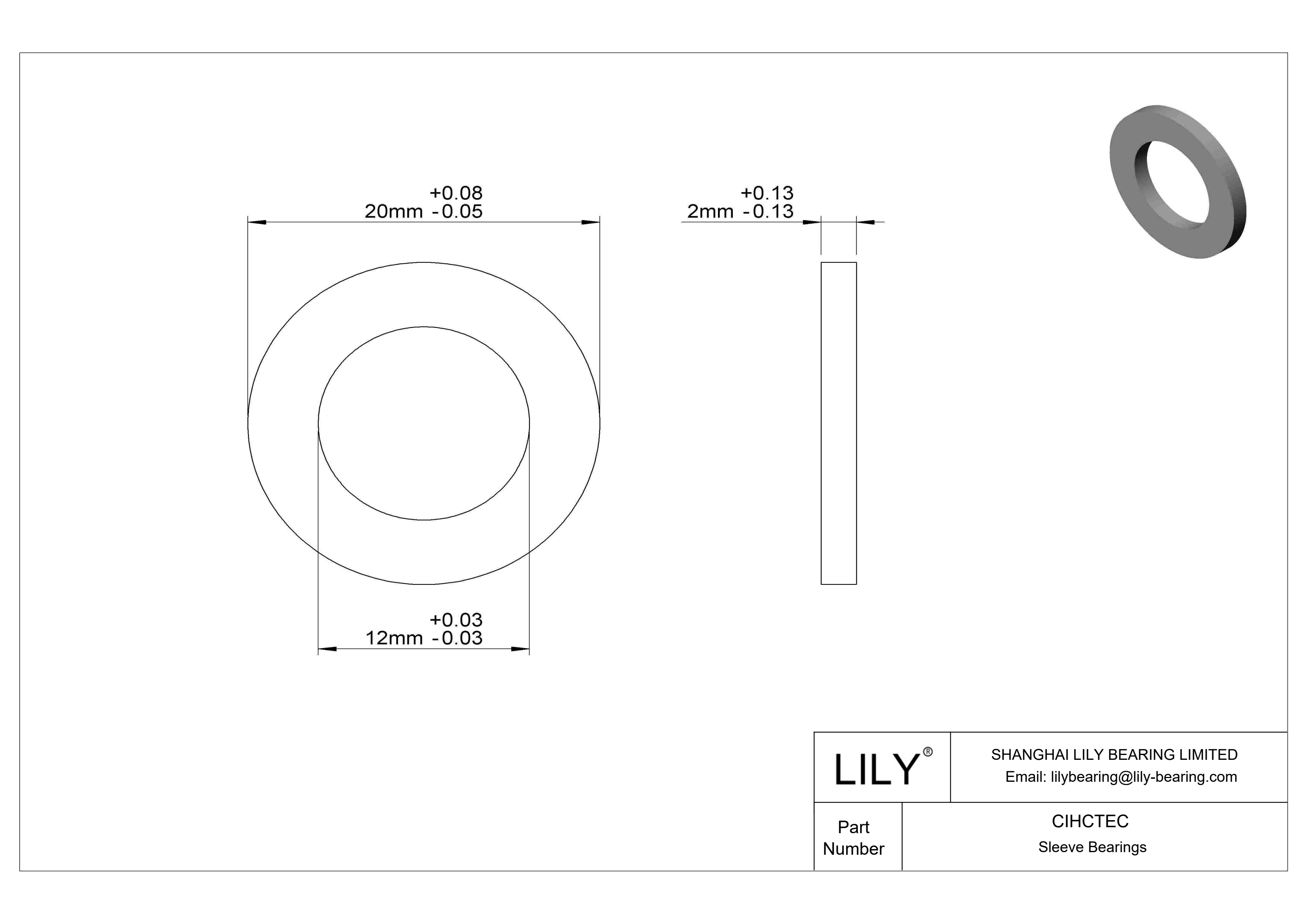 CIHCTEC 耐腐蚀推力轴承 cad drawing