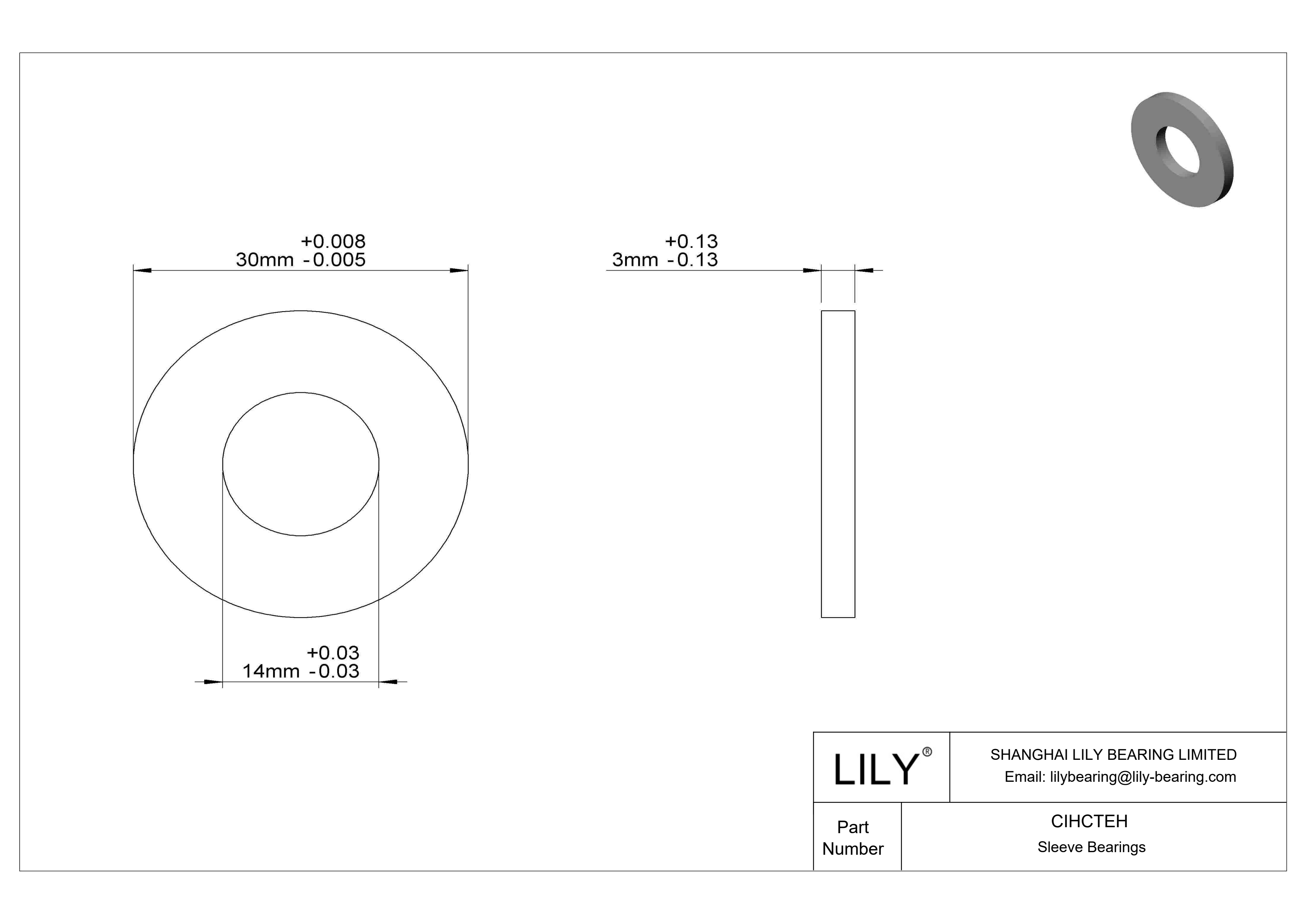 CIHCTEH 耐腐蚀推力轴承 cad drawing