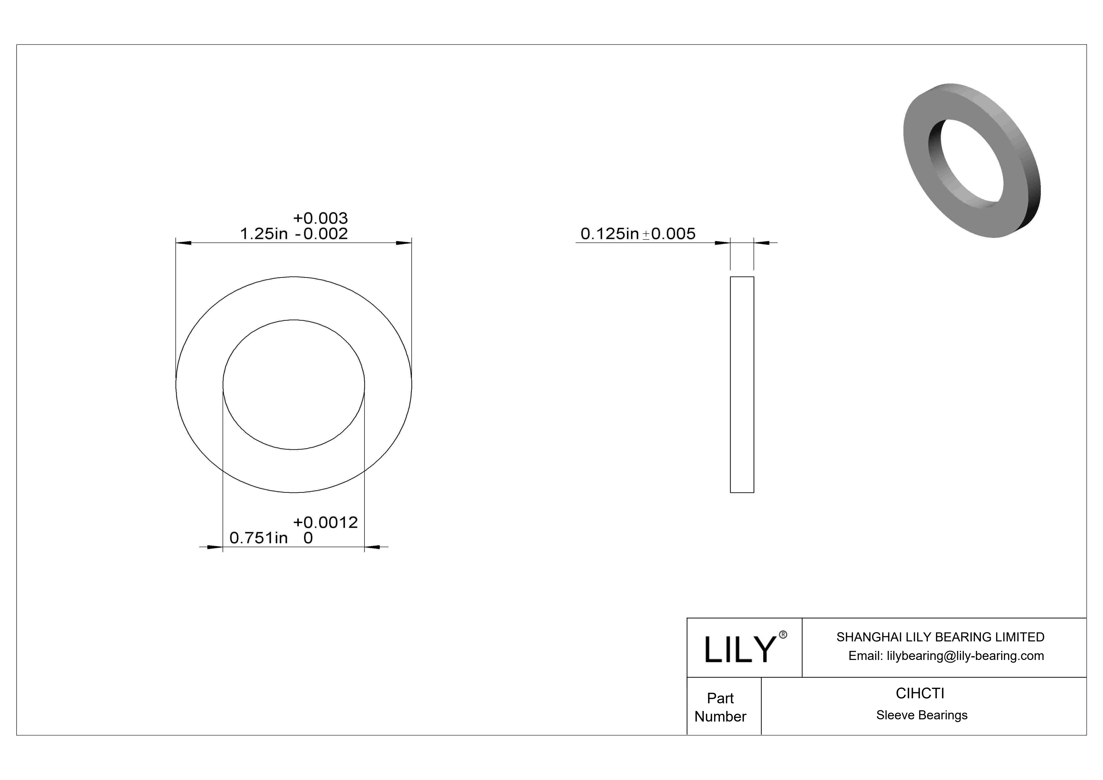 CIHCTI 耐腐蚀推力轴承 cad drawing