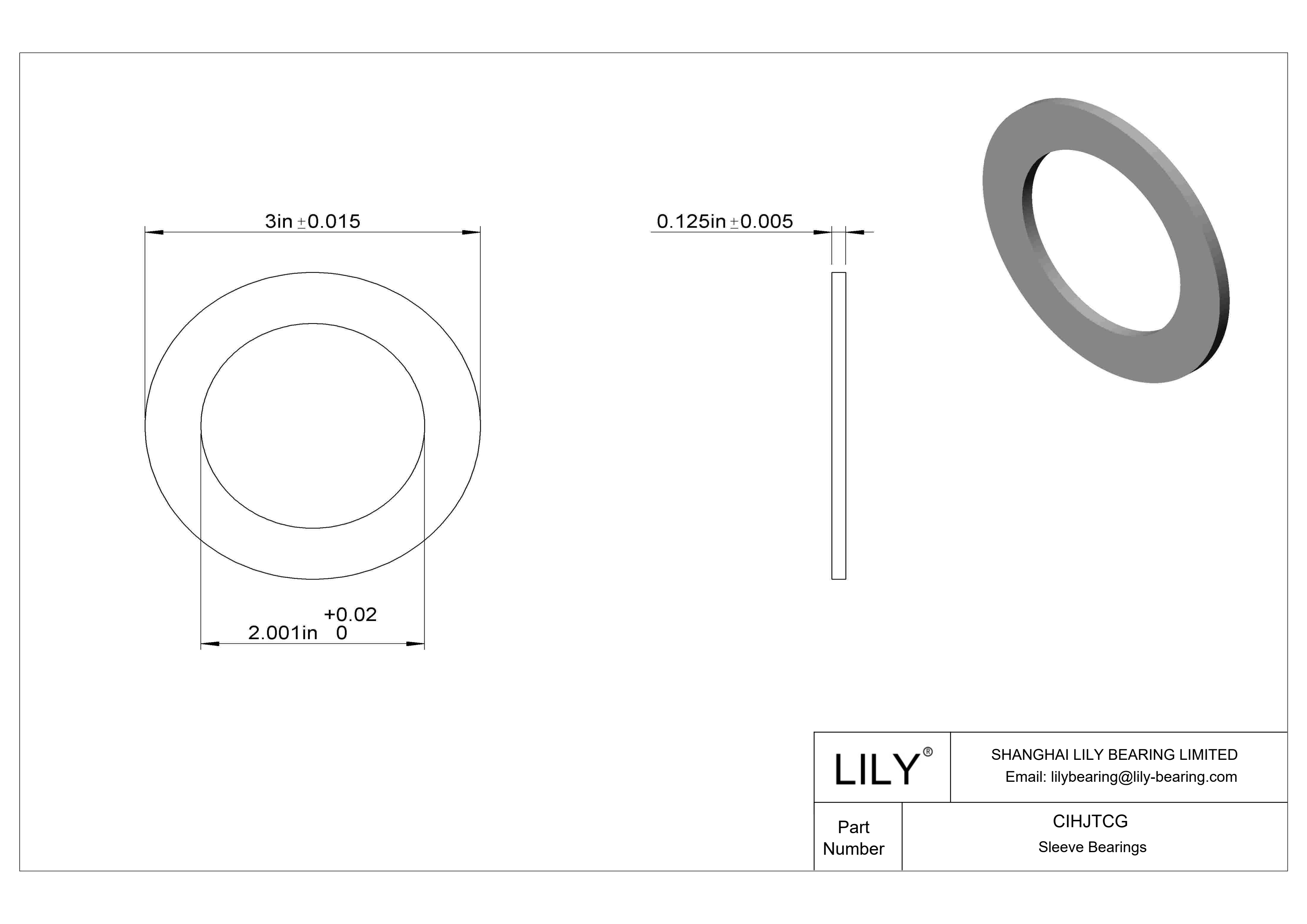 CIHJTCG High-Load Oil-Embedded Thrust Bearings cad drawing