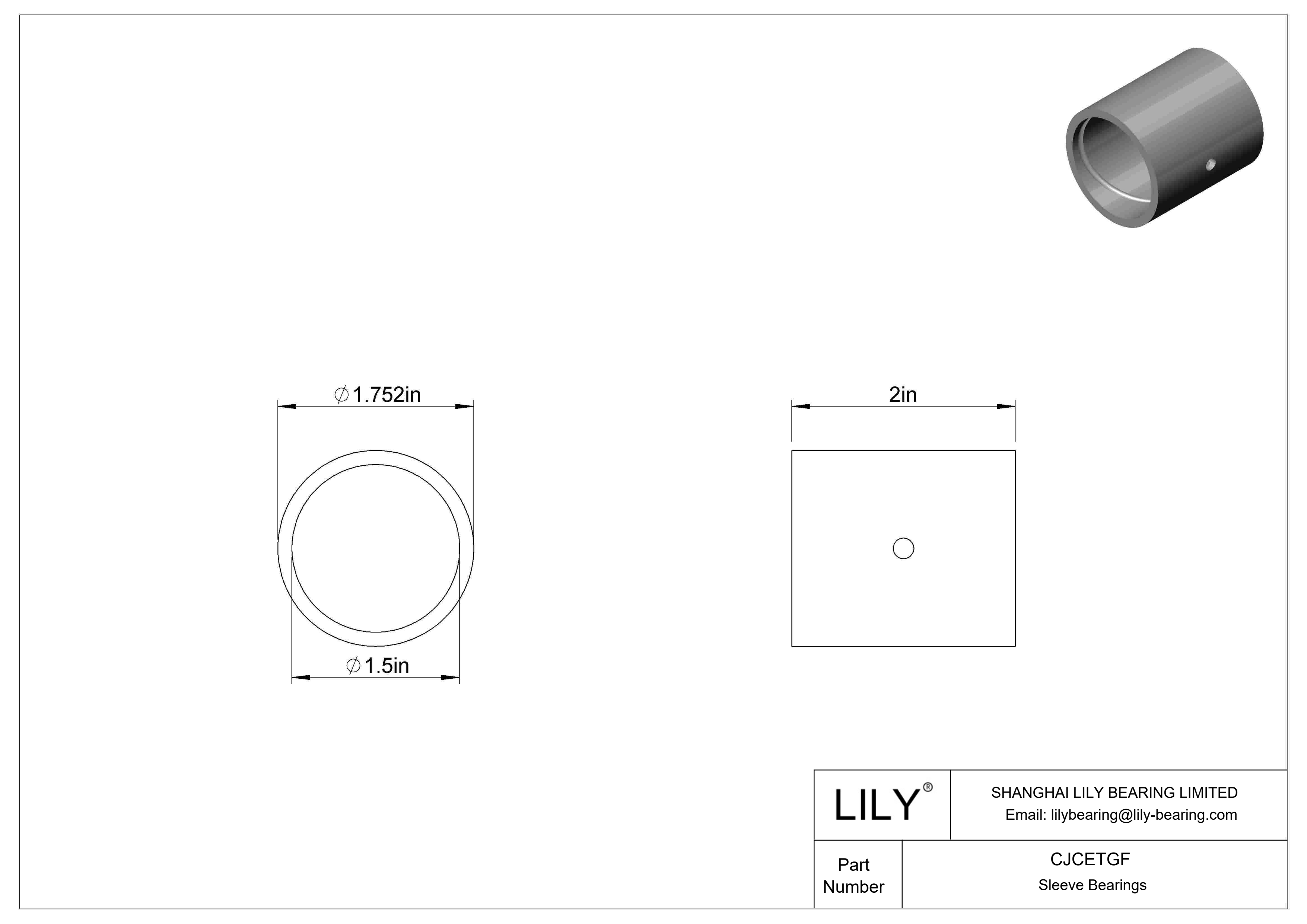 CJCETGF Rodamientos de manguito con ranura resistentes a la corrosión cad drawing