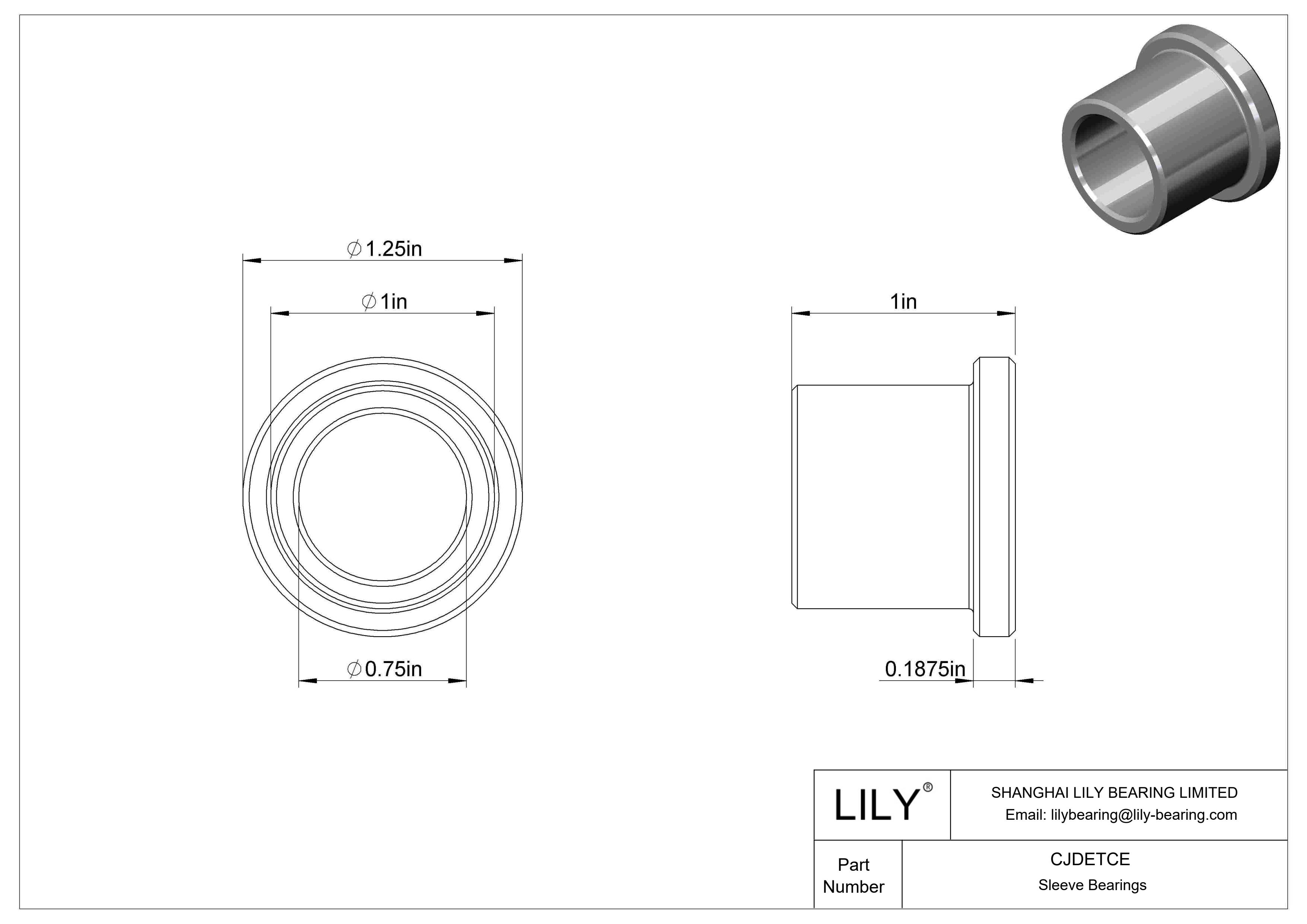 CJDETCE 耐腐蚀法兰滑动轴承 cad drawing