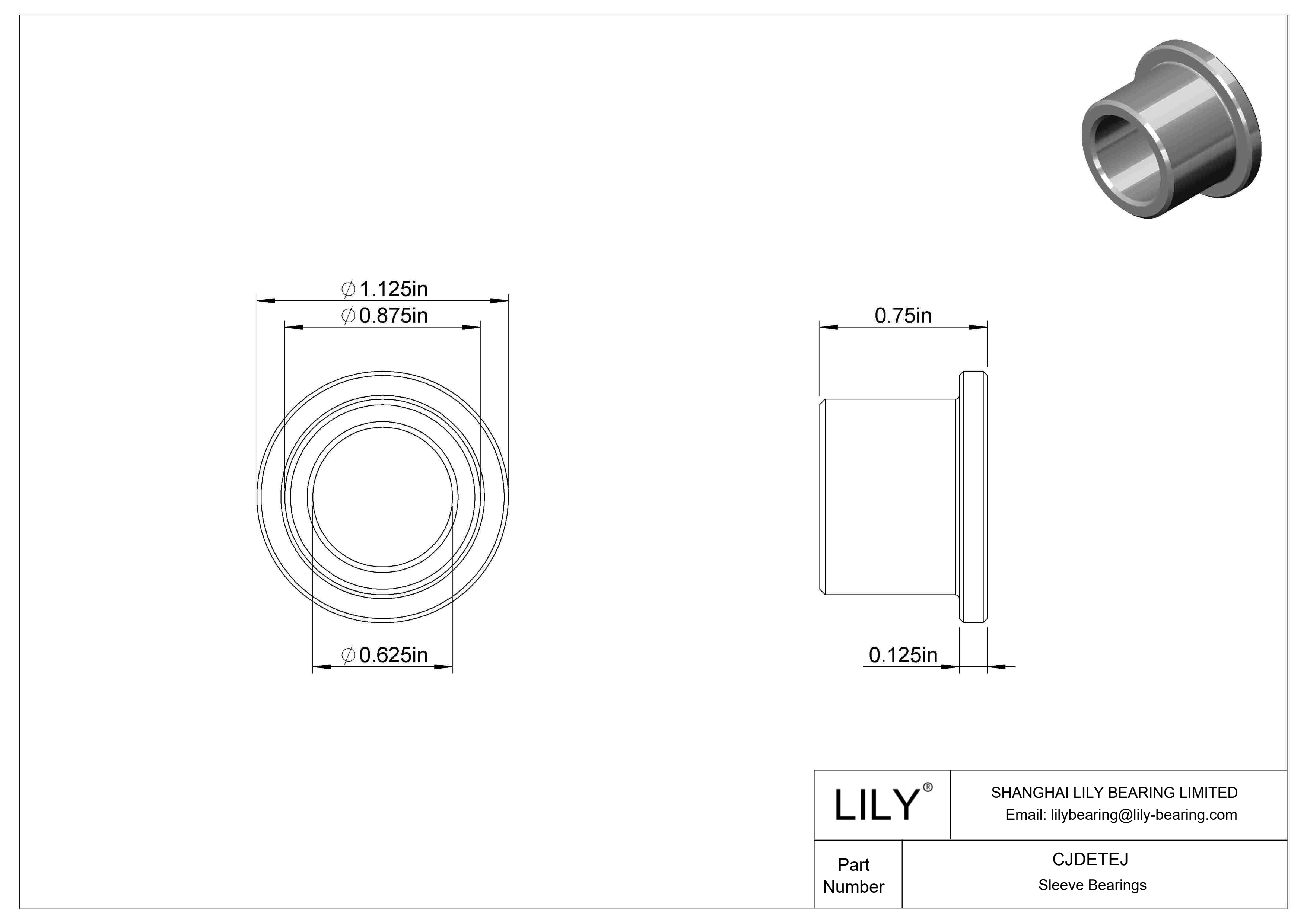 CJDETEJ 耐腐蚀法兰滑动轴承 cad drawing