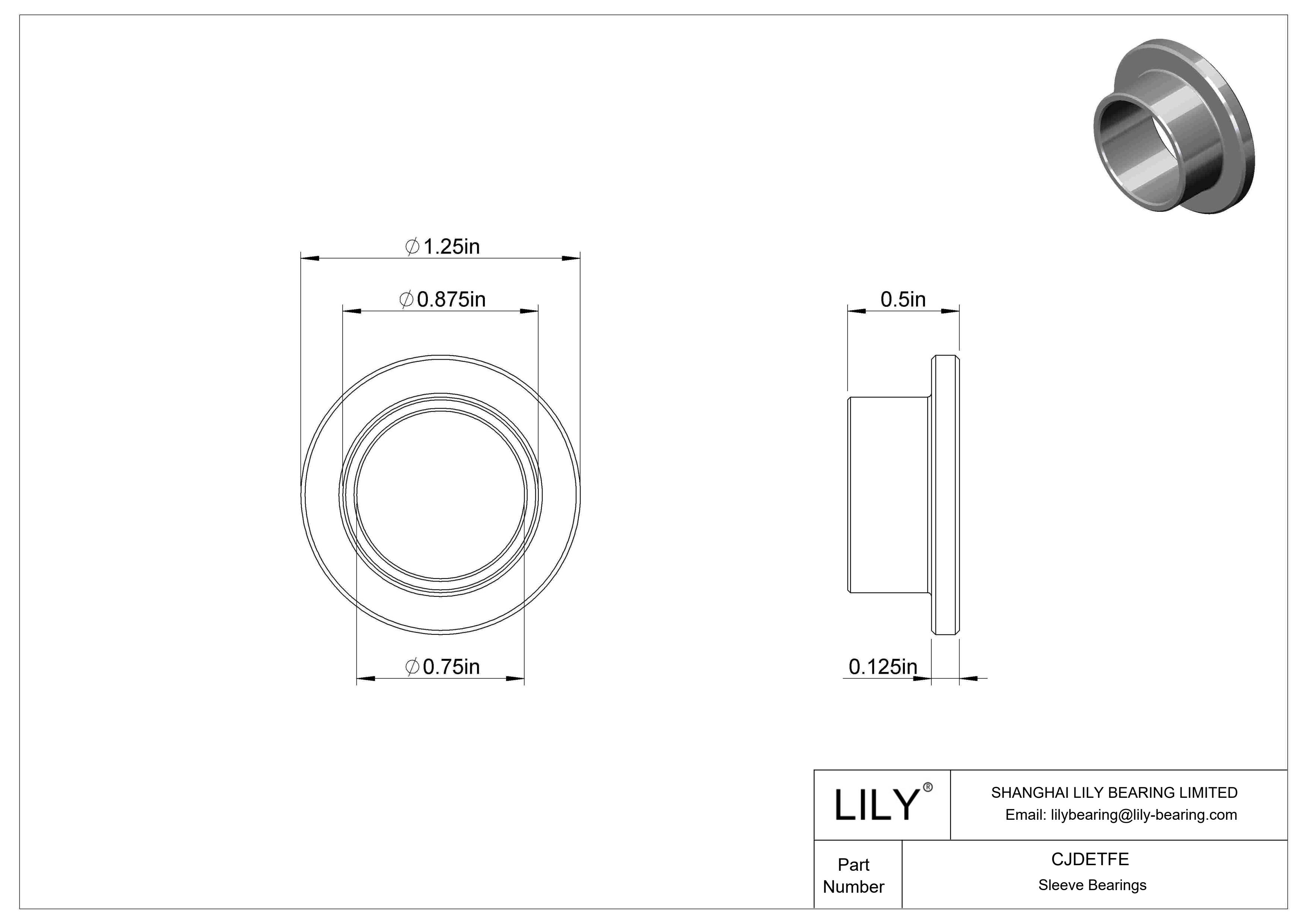 CJDETFE 耐腐蚀法兰滑动轴承 cad drawing