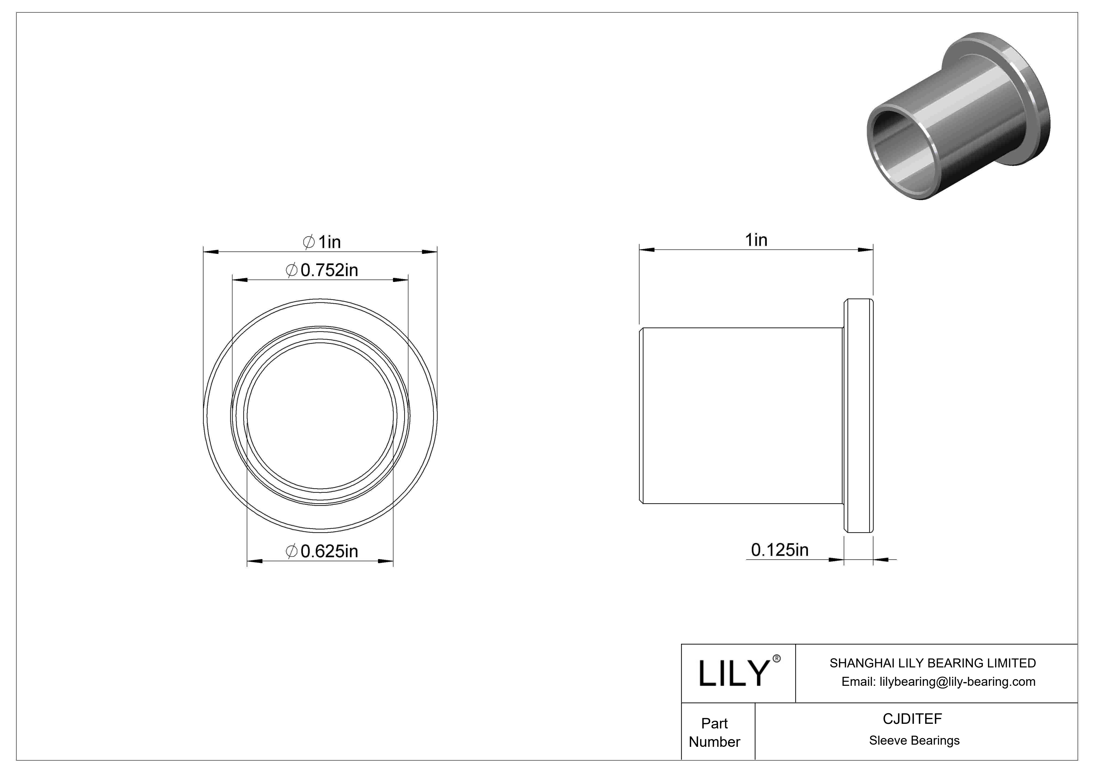 CJDITEF Casquillos de fricción con pestaña lubricados con aceite para cargas elevadas cad drawing