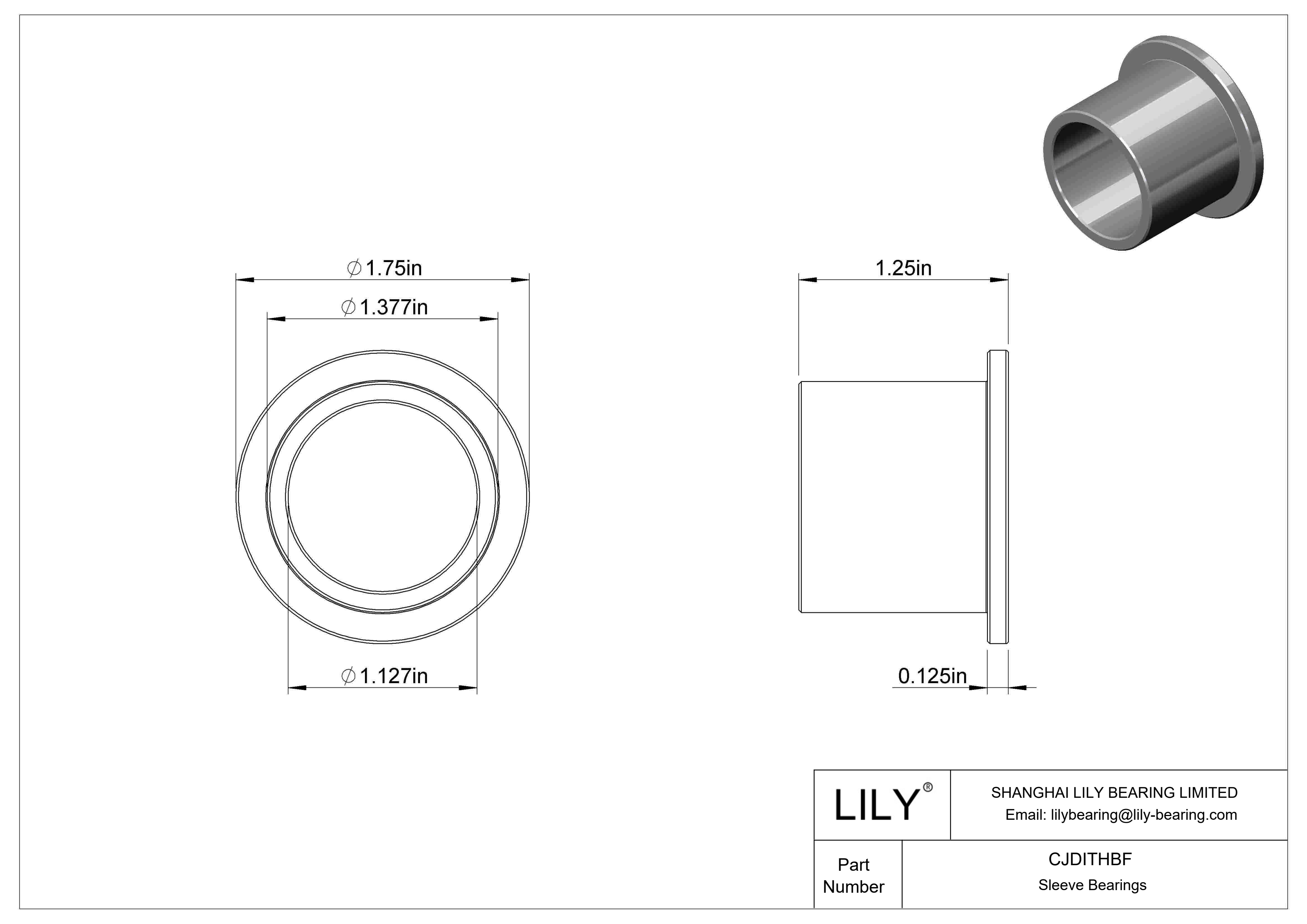 CJDITHBF Casquillos de fricción con pestaña lubricados con aceite para cargas elevadas cad drawing